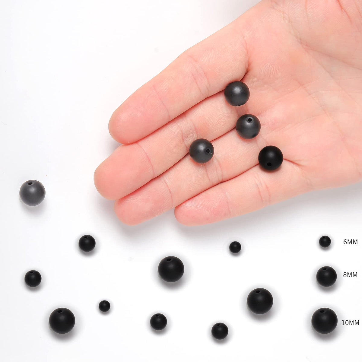 60pcs 6mm Natural Matte Black Onyx Agate Gemstone Beads Energy Healing Crystal Round Loose Stone Beads for Jewelry Making, DIY Bracelets Necklaces