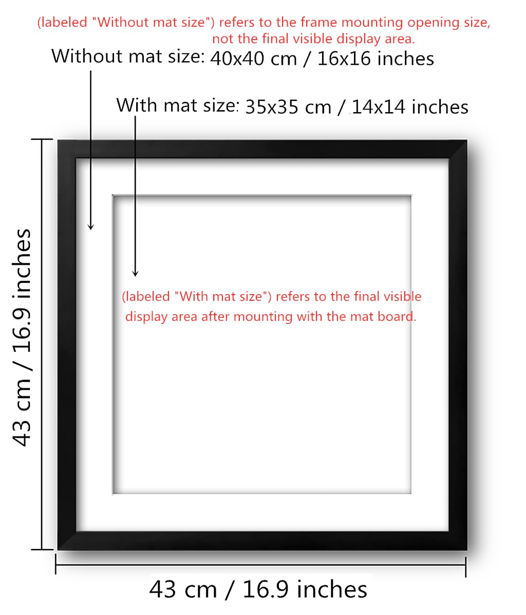 NIHO-JIUMA Wood Photo Frame, Suitable for 16 X 16 in / 40 X 40 cm Diamond art or Oil Paintings Photos, Pine Wood Picture Frames & Plexiglass (2-piece set, Black)