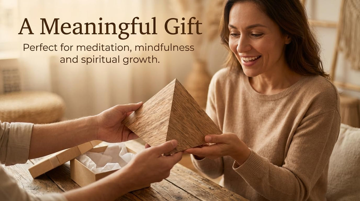 Sacred Geometry Powerful Energy Generator Wish Pyramid Handmade Mango Wood for Abundance, Healing & Meditation, Yoga, Vastu, Feng Shui Desk Decor for Mindfulness & Great Spiritual Gift