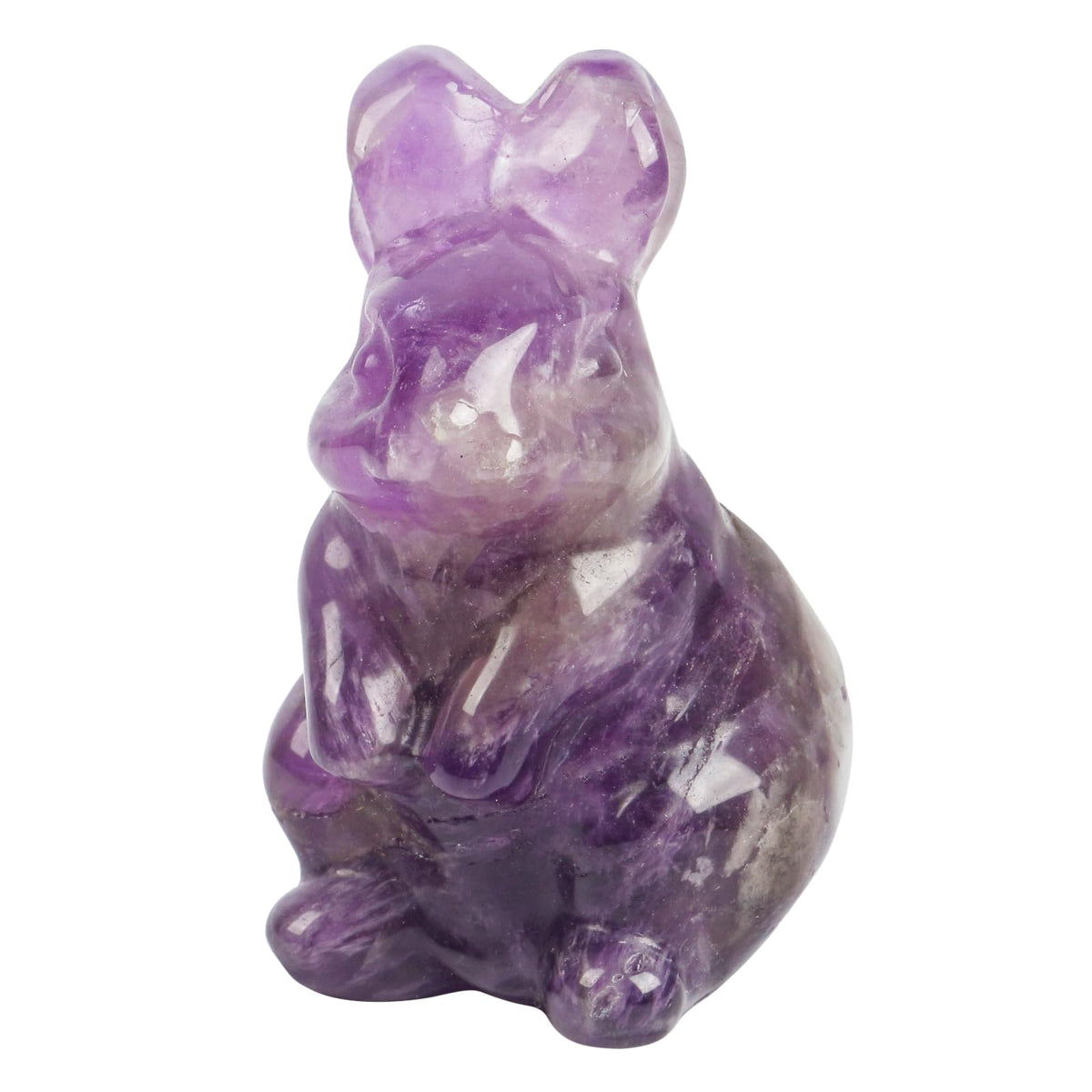 Loveliome Rabbit Crystal Decor Figurines, 2 Inches Natural Healing Stones Hand Carved Sculpture Ornaments Colletctible, Amethyst