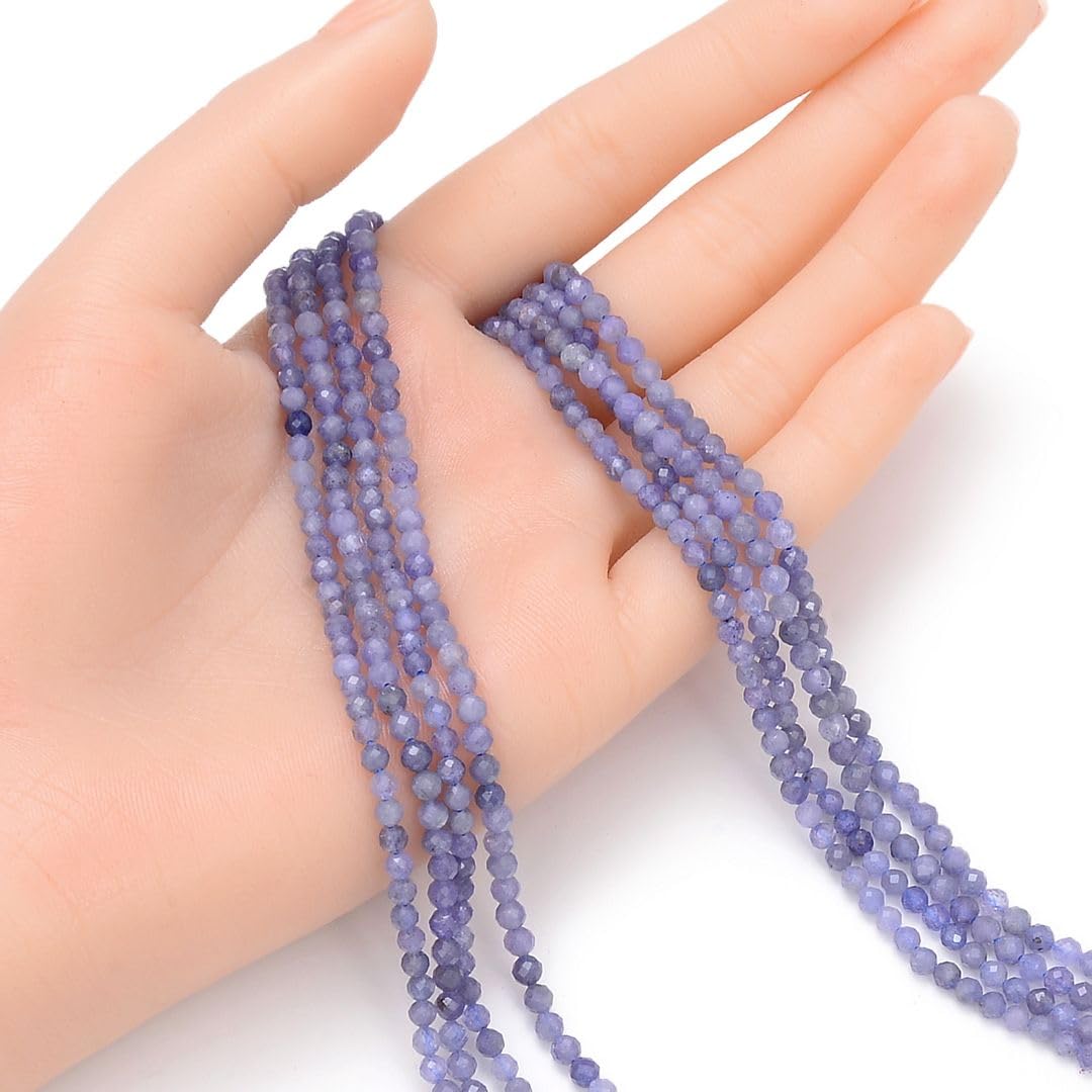 Adabele 30 Inch Natural Purple Tanzanite Healing Gemstone 3mm (0.12 Inch) Tiny Small Faceted Round Loose Beads Stone Spacer (200-220pcs Total) for Craft Jewelry Making GK3-26
