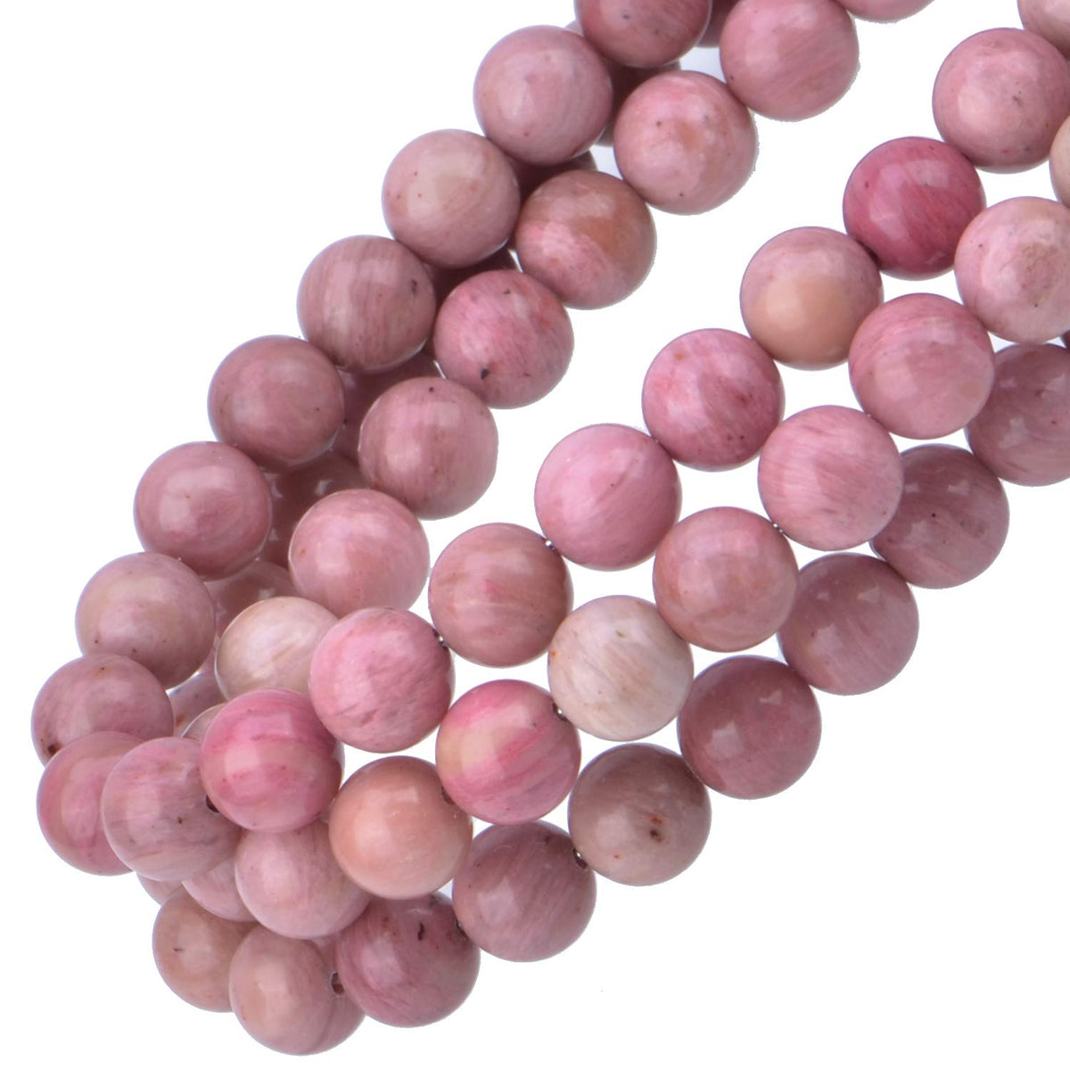 100Pcs Natural Crystal Beads Stone Gemstone Round Loose Energy Healing Beads with Free Crystal Stretch Cord for Jewelry Making (Rhodochrosite, 8MM)