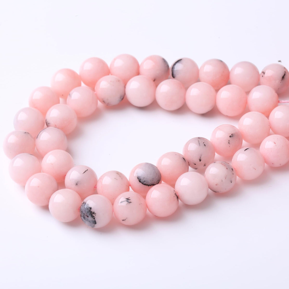 8MM Pink Bamboo Round Loose Beads Natural Gem Beads Crystal Energy Stone Beads for Jewelry Making DIY Bracelet Necklaces