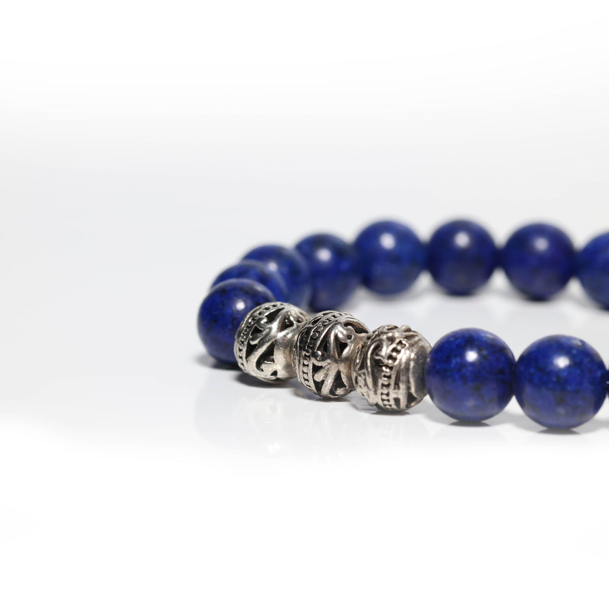 Men’s Lapis Lazuli Bracelet – Handmade Natural Stone Beaded Bracelet with Metal Accents – Tigranes Jewelry (Lapis Lazuli)