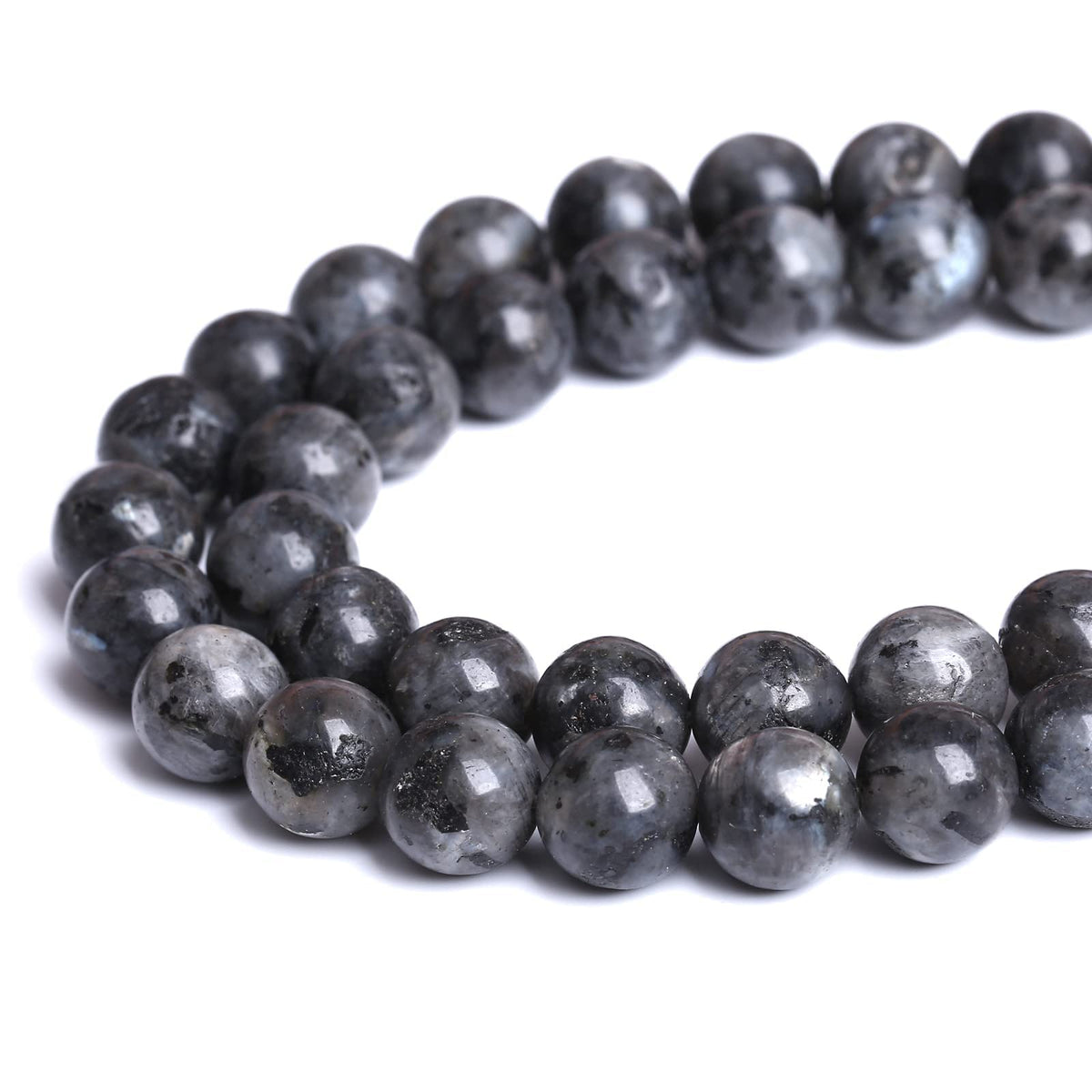 Natural Black Labradorite Stone Beads Round Larvikite Beads for Jewelry Making DIY Bracelet 8mm 45pcs 15" Strand Wholesale (Black Larvikite Labradorite Beads, 8mm)