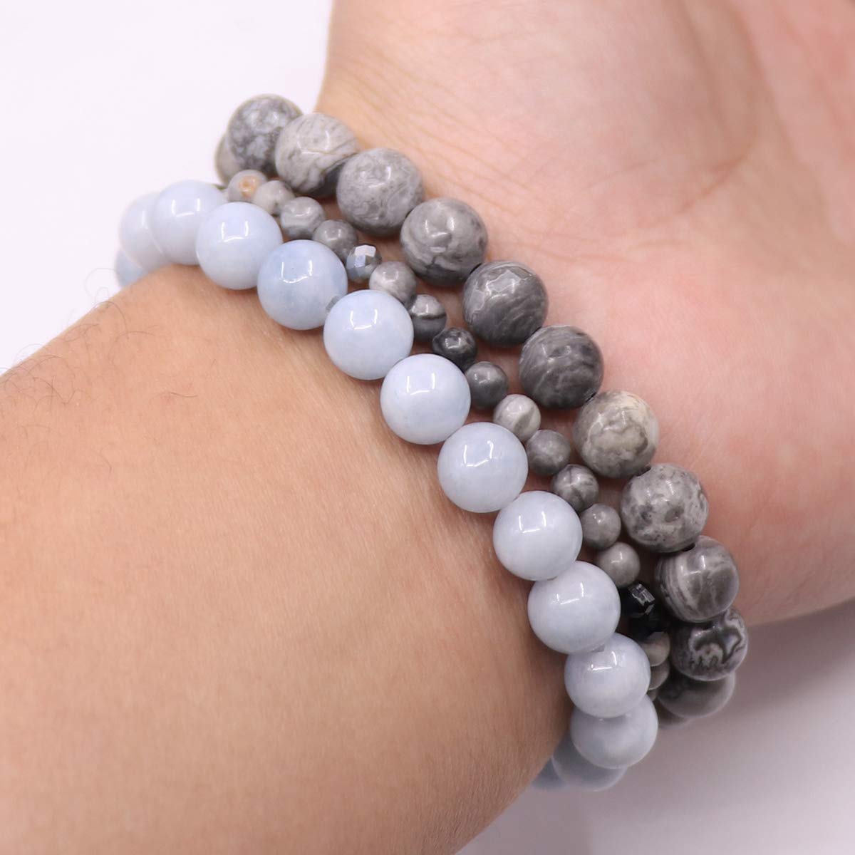 UEUC Tree of Life Yoga Healing Stone Bracelets,Multilayer Lotus Chakra Stone Reiki Bracelet Sets,Anxiety Crystal Natural Stone,for Women Stress Relief