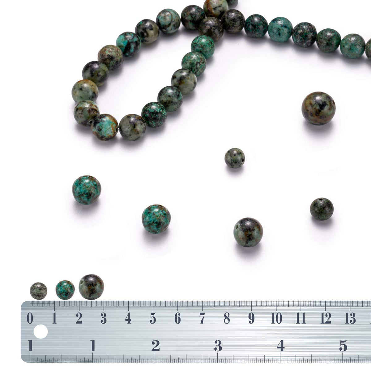 BEADIA Natural African Turquoise Stone Round Loose Semi Gemstone Beads for Jewelry Making 6MM 61PCS