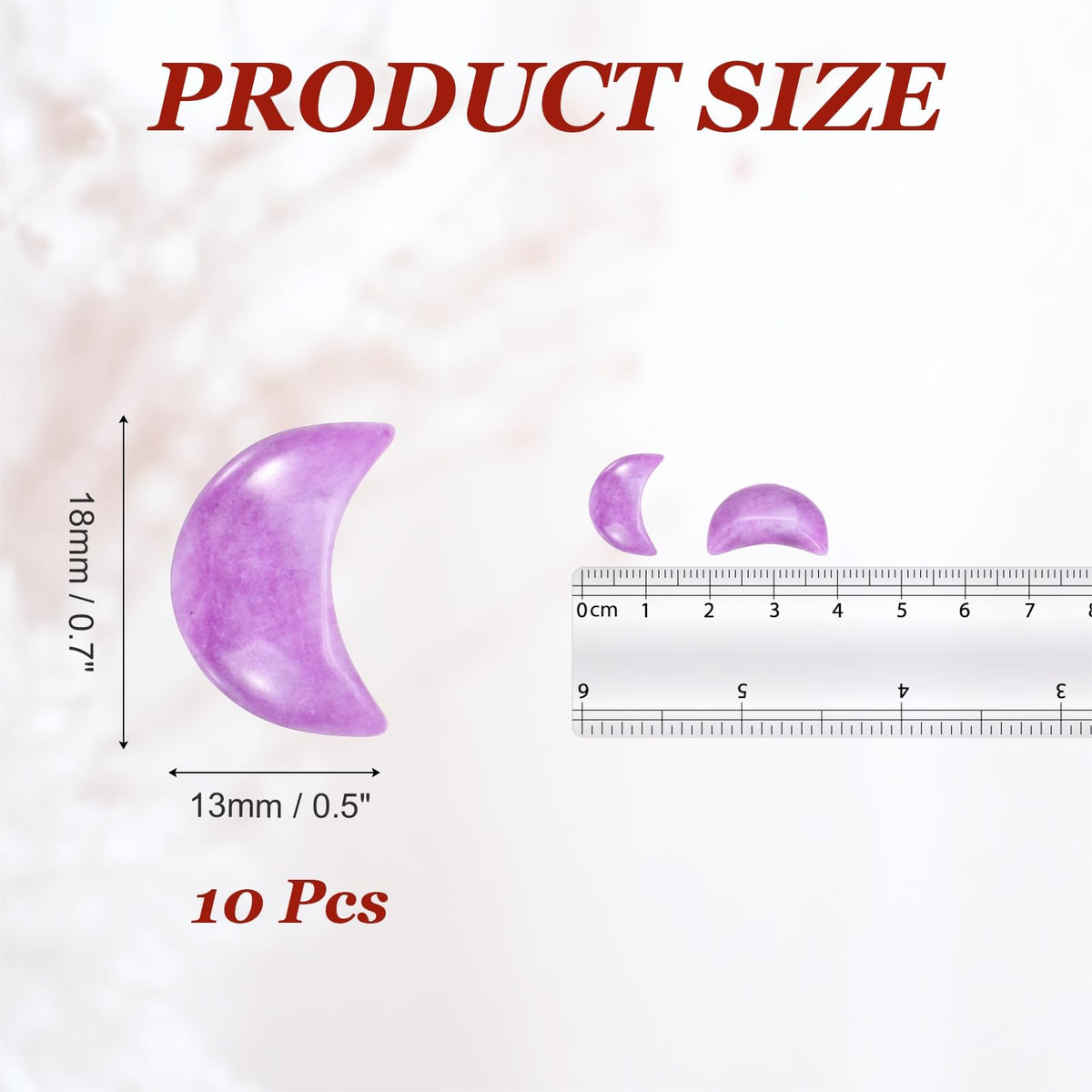 MECCANIXITY 10 Pcs Moon Crystal Worry Stone, 0.5 Inch Length Natural Purple Lepidolite Moon Gemstone Bulk, Carved Pocket Stones for Meditation Balancing Pendant Decor