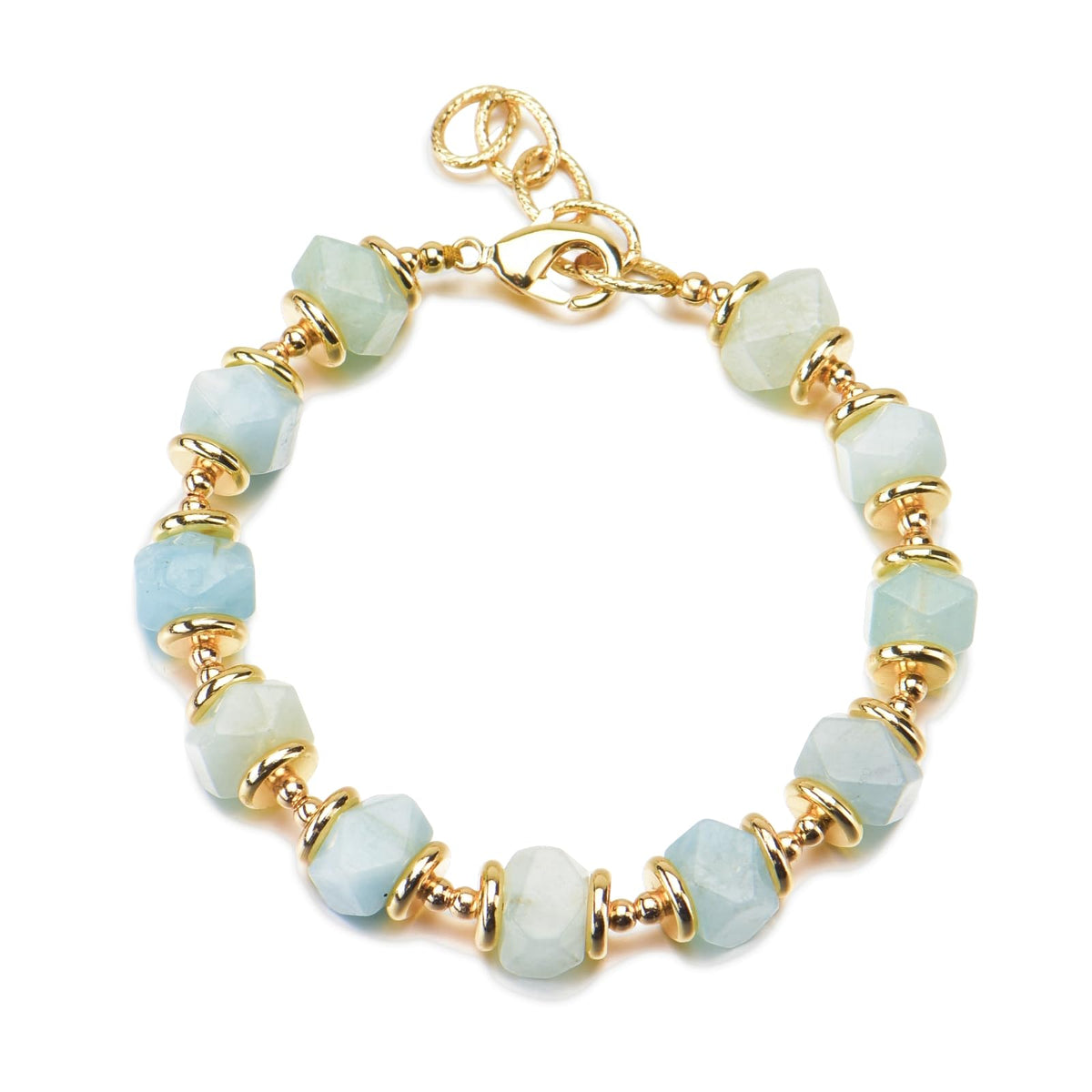 Ursambra Natural Aquamarine Raw Stone Healing Crystal Adjustable Birthstone Vintage Bracelet Gift Jewelry for Women