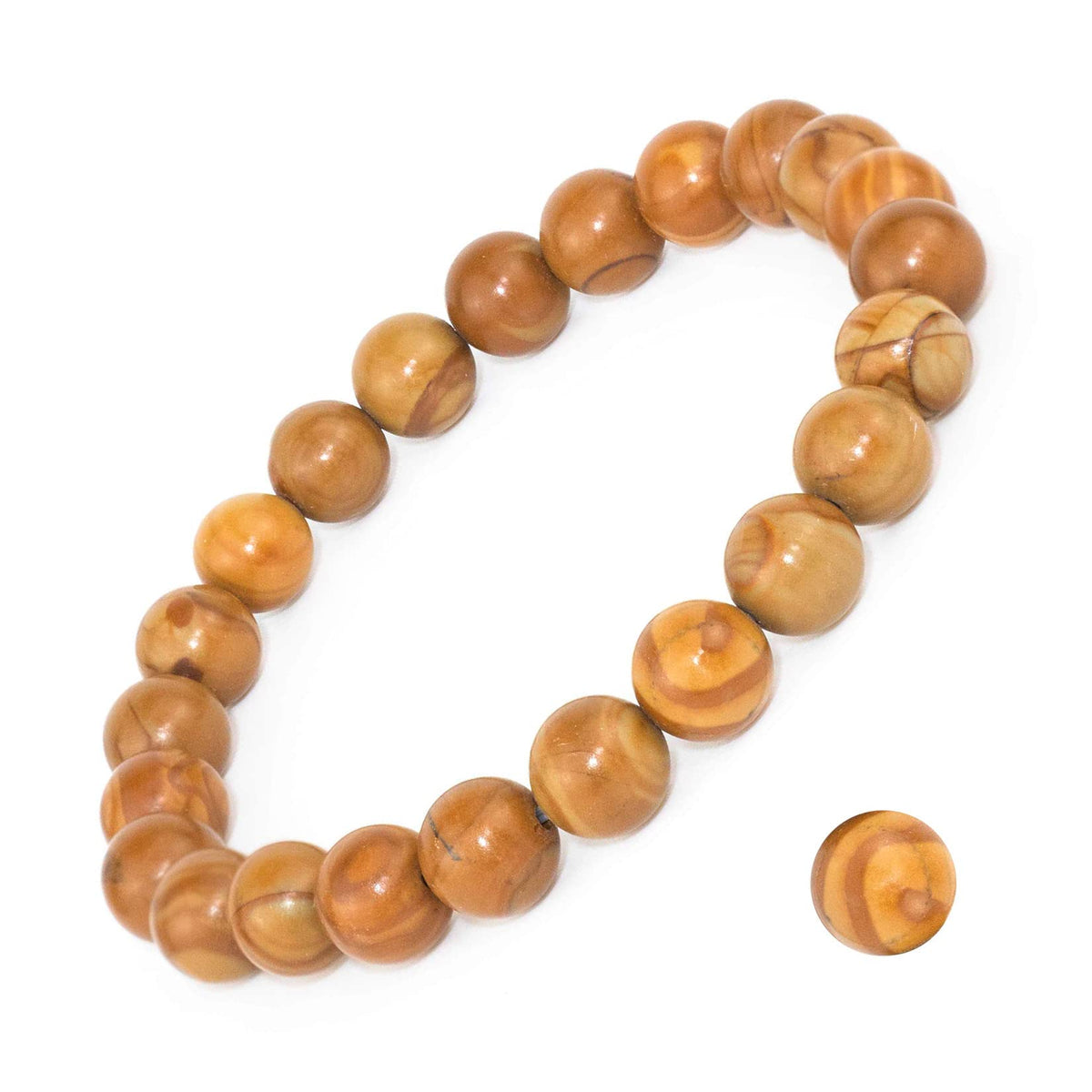 DAZCOLO 8mm Natural Gemstone Stretch Bracelet, Handmade Unisex Crystal Bracelets for Meditation, Yoga, Spiritual Healing & Positive Energy (Woodgrain Jasper)