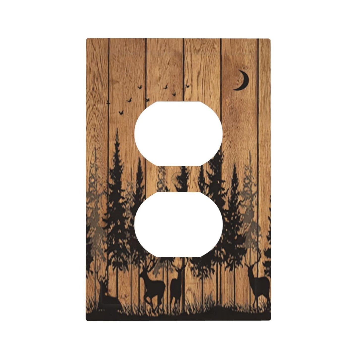 LWDZLHD Rustic Forest Deer Pine Tree Brown Wood Outlet Covers Light Switch Cover Decorative Farmhouse Country Wall Plate Electrical Faceplate for Bathroom Kitchen Bedroom Decor 5 x 3