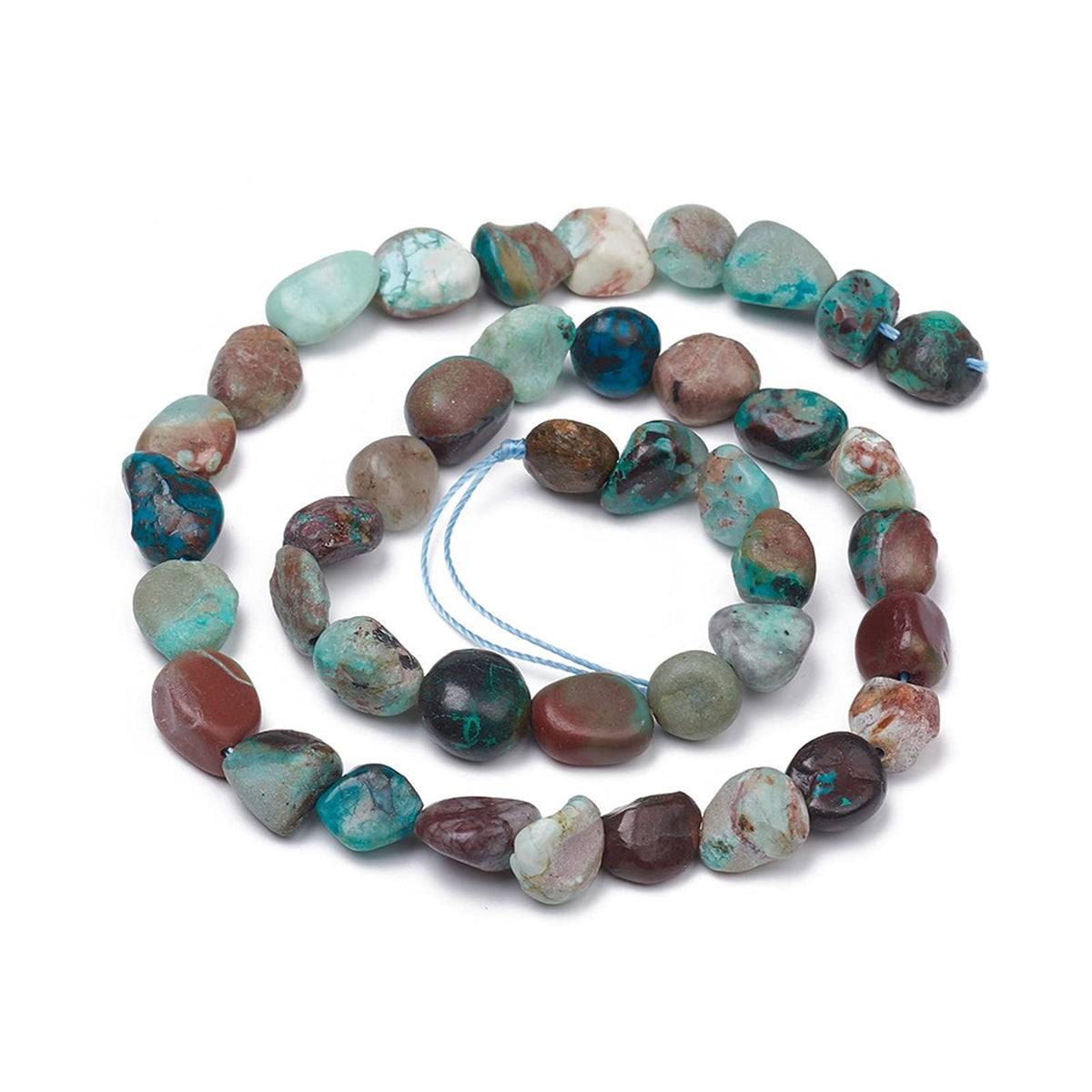Fashewelry 41Pcs Irregular Natural Chrysocolla Beads Nugget Tumbled Chakra Gemstone Beads Crystal Healing Drilled Loose Beads 8-10x8-9mm for Earring Bracelet Necklace Jewelry Making