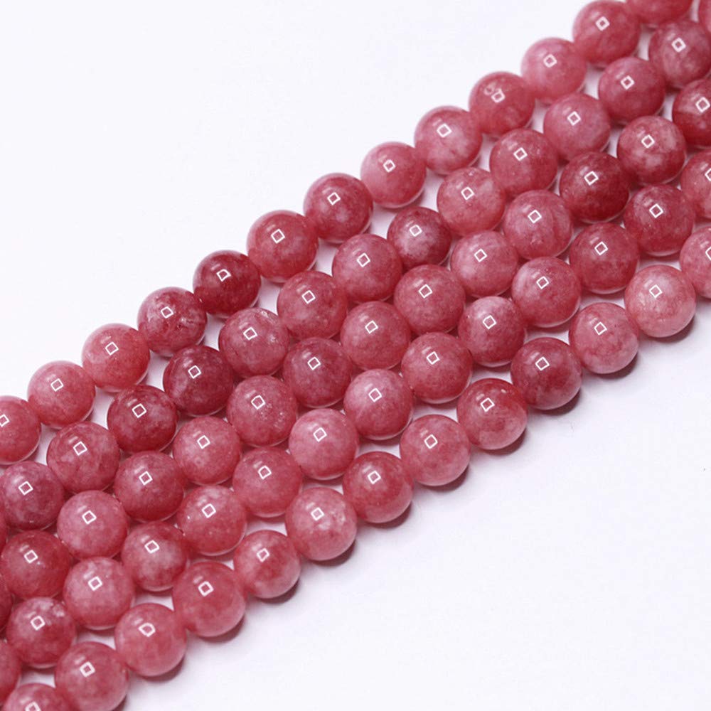 PLTbeads Natural Gemstone Loose Beads Smooth Round Approxi 15 inch DIY Bracelet Necklace for Jewelry Making (6mm, Rhodonite Dyed Jade)