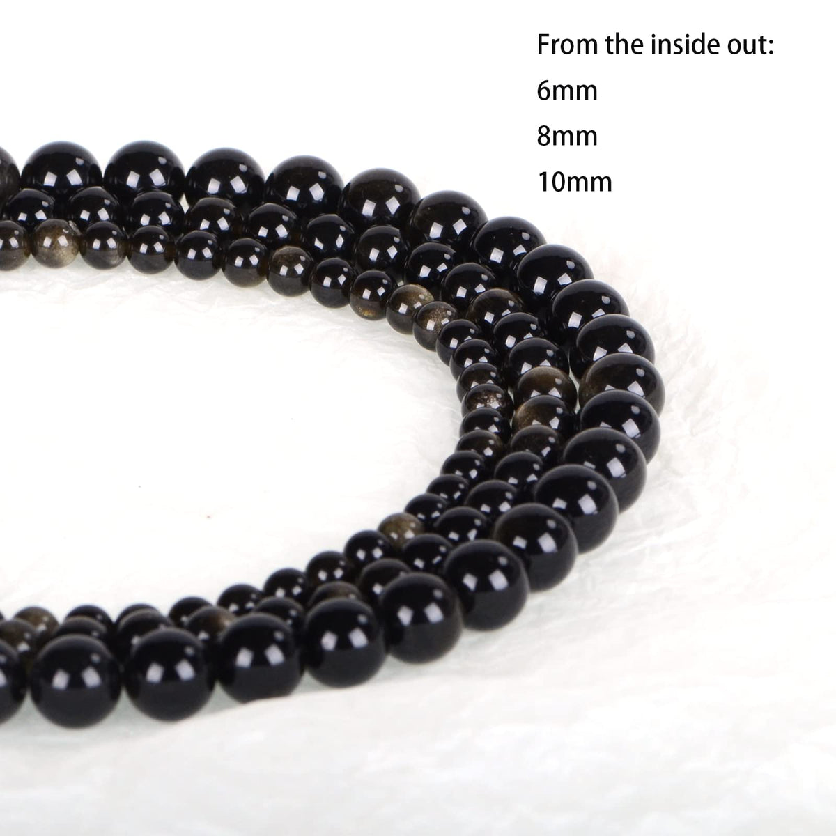 ICAI (Gold Obsidian) Natural Stone Beads Gemstone Round Loose Beads Crystal Energy Stone Healing Power for Jewelry Making DIY,1 Strand 35-37pcs(10mm)
