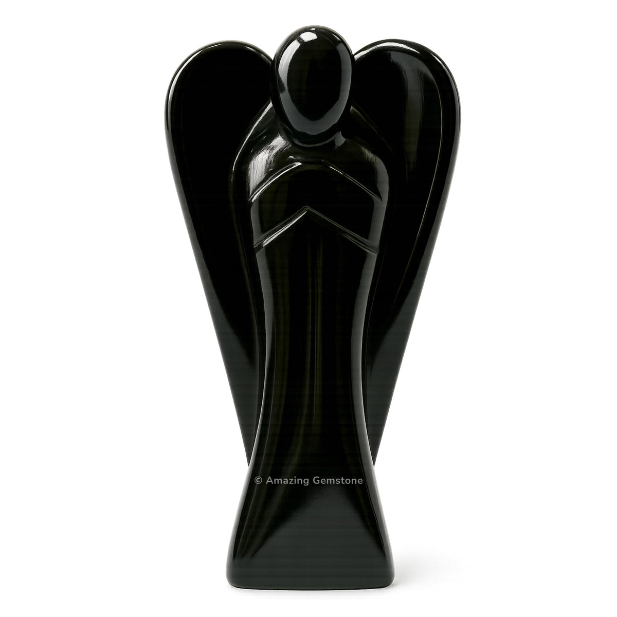 Amazing Gemstone Black Agate Angel - Black Agate Crystal Angel and Pocket Guardian Angel Crystal Figurines (3 Inches)