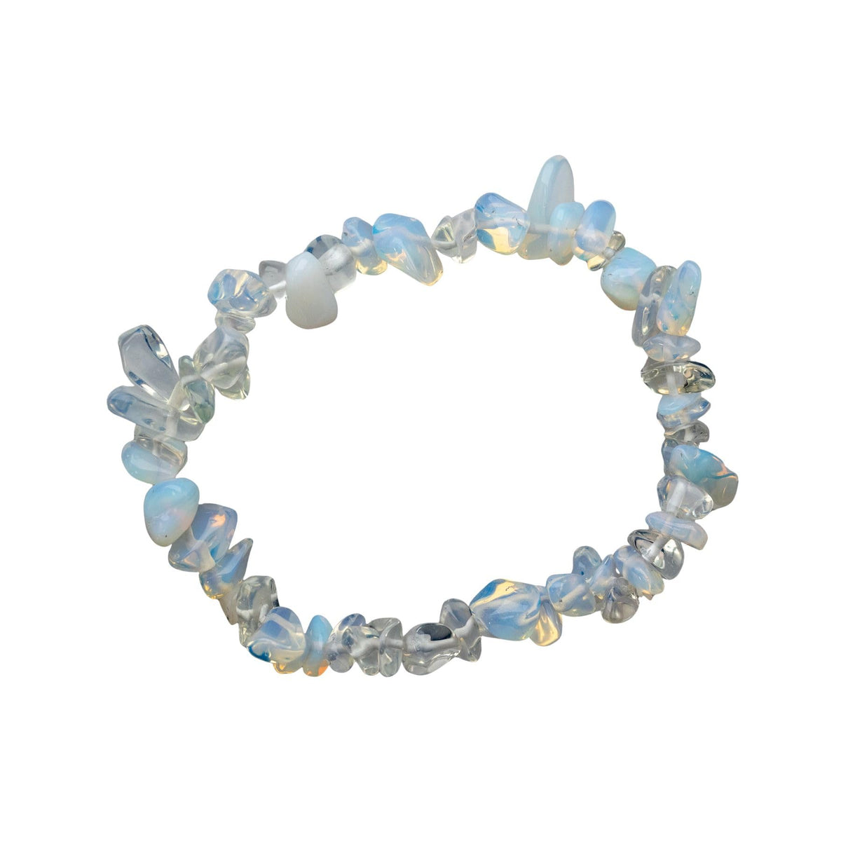 Natural Gemstone Bracelets, Chakra Crystal Healing Chip Stretch Bracelets, Gemstone Polished Irregular Crystals, Crystal Irregular Chips Beads Stretch Bracelets (Opalite)