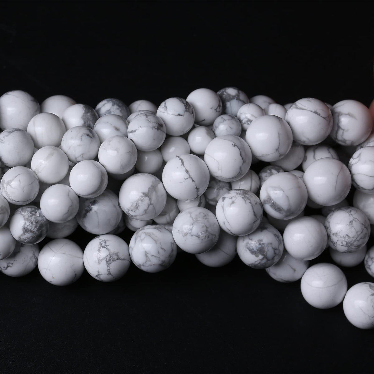 60pcs 6mm AAA Natural Stone Beads White Howlite Turquoises Round Loose Beads for Jewelry Making DIY Bracelet (White Howlite Turquoises, 6mm)