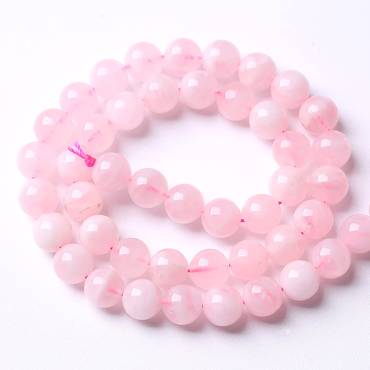8MM 46PCS Natural Crystal Stone Madagascar Rose Quartz Gemstone Beads for Jewelry Making DIY Bracelet