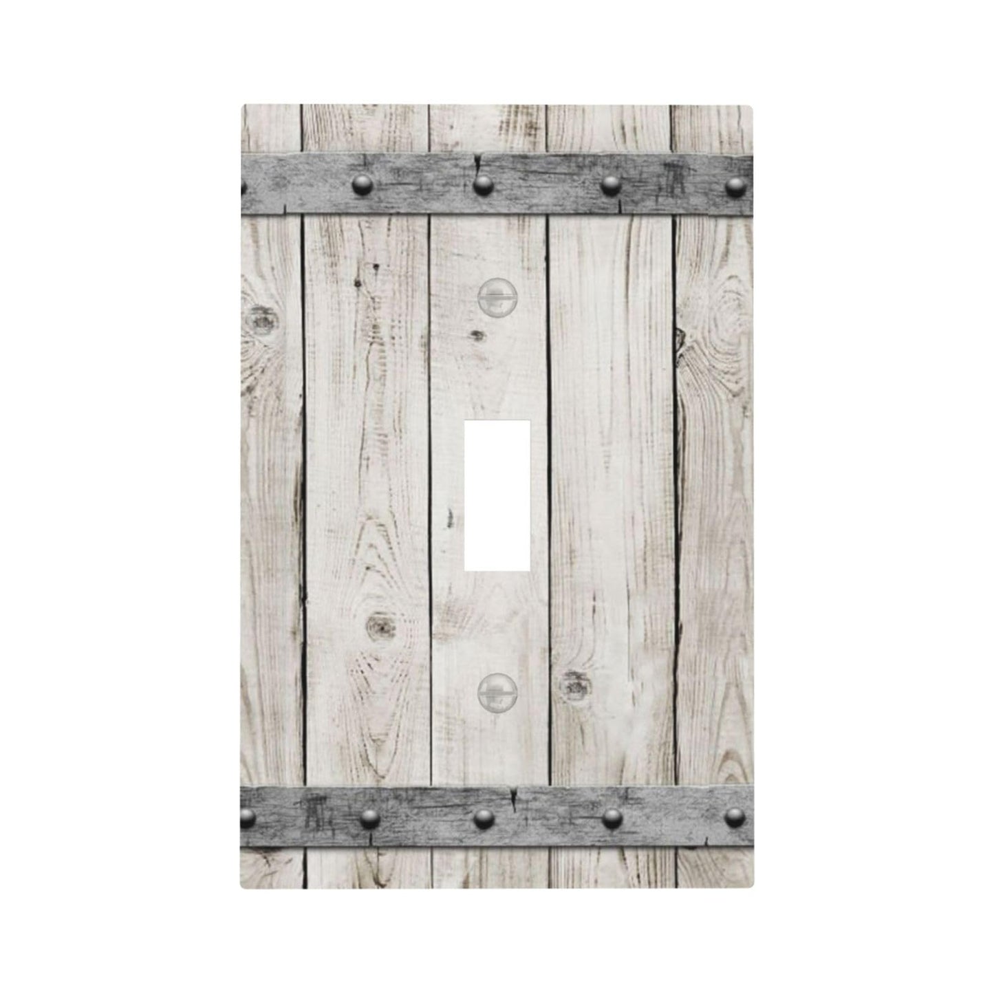 Western Rustic Wooden Barn Door Wood Texture Print Decorative Light Switch Cover 1 Gang Single Toggle Device Electrical Faceplate Switchplates Decorator Outlet Wall Plate for Farmhouse Home Decor