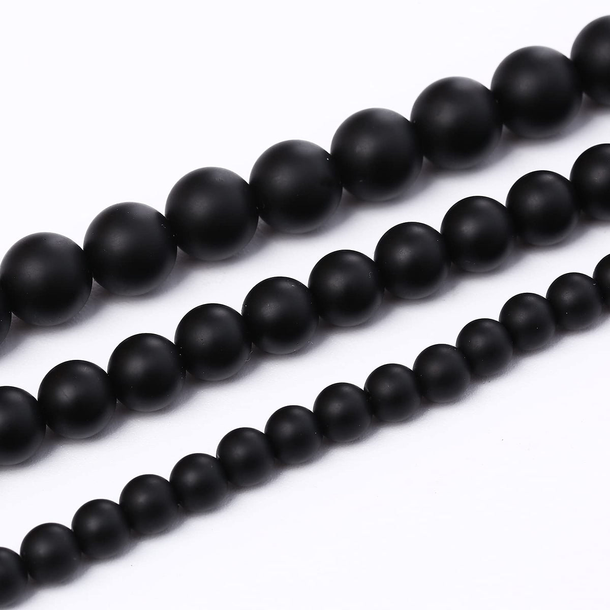 66PCS 6MM Natural Frosted Black Agate Stone Beads Round Loose Beads for Jwelry Making DIY Bracelet Necklace Accessory 15Inch