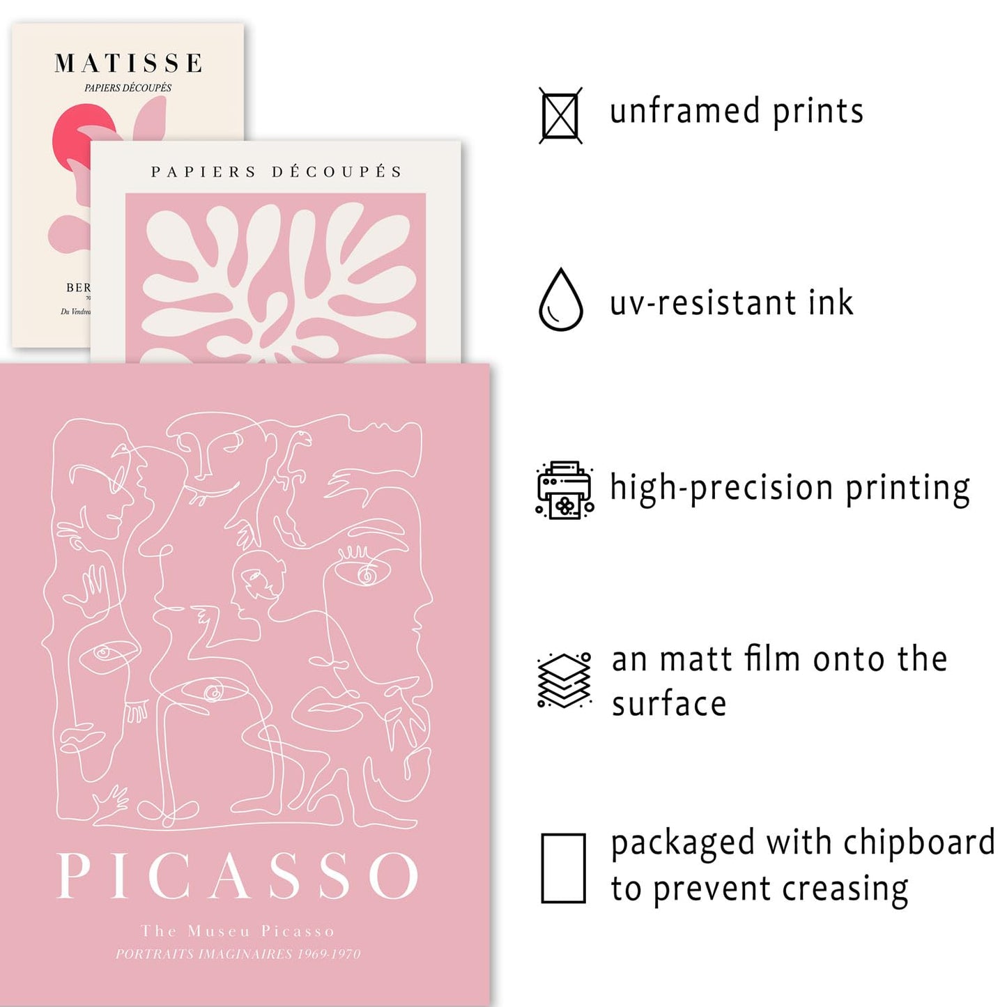 ANERZA 16 PCS Pink Wall Art Decor, Matisse Gallery Wall Prints for Bedroom, Light Pink Posters for Room Aesthetic, Collage Kit Pictures for Living Room, Teen Girls Dorm Home Artwork