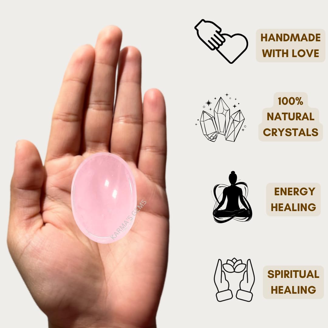 Rose Quartz - Rubbing Natural Thumb Worry Stone - Hold in Your Hand for Relaxation or Anxiety Relief - Enhance Meditation, Aid in Healing the Mind, Body and Spirit