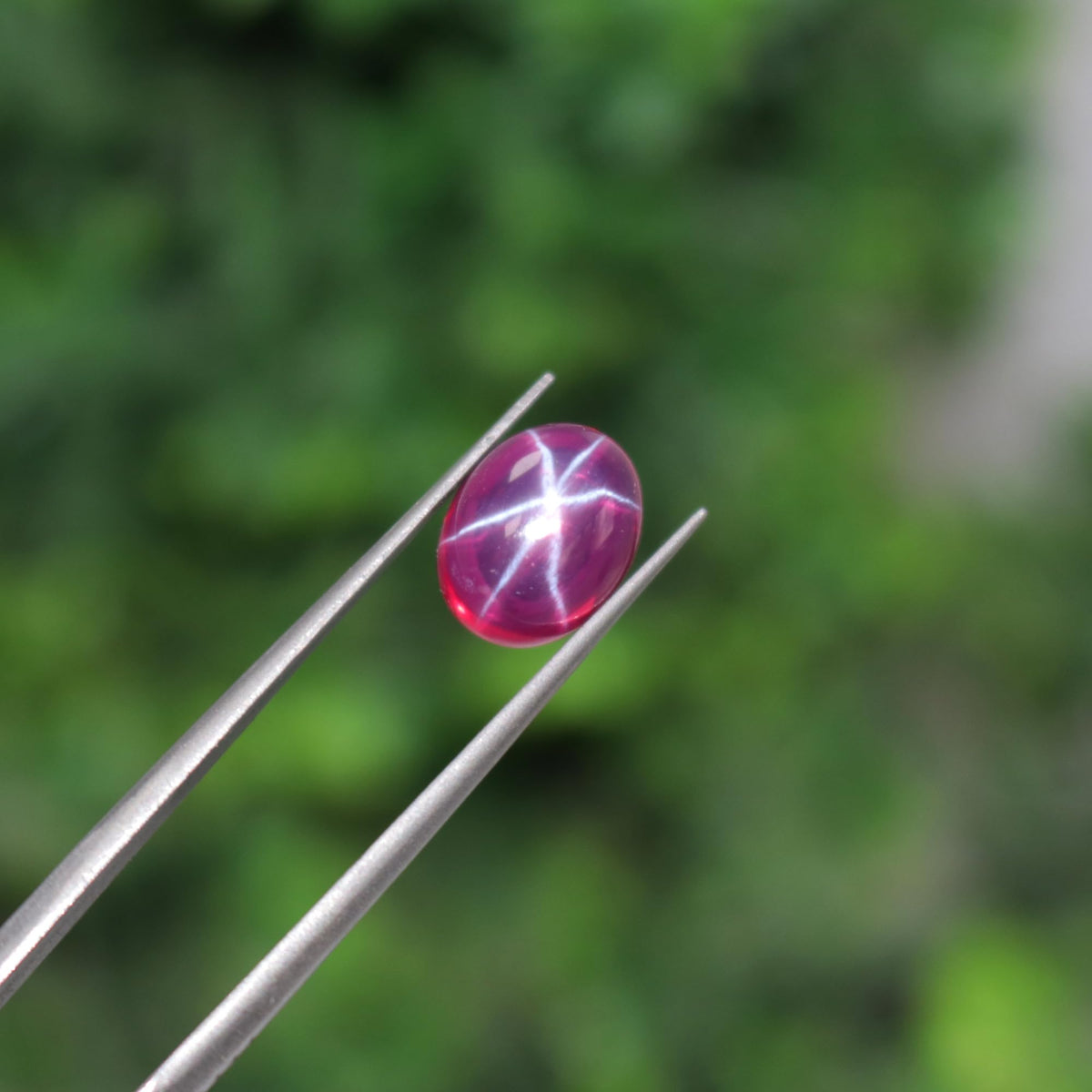 GEMHUB Natural Red Star Ruby 5.85 Carat Oval Cabochon Loose Gemstone with 6 Rays Certified Ruby Stone for Jewelry Making and Collection