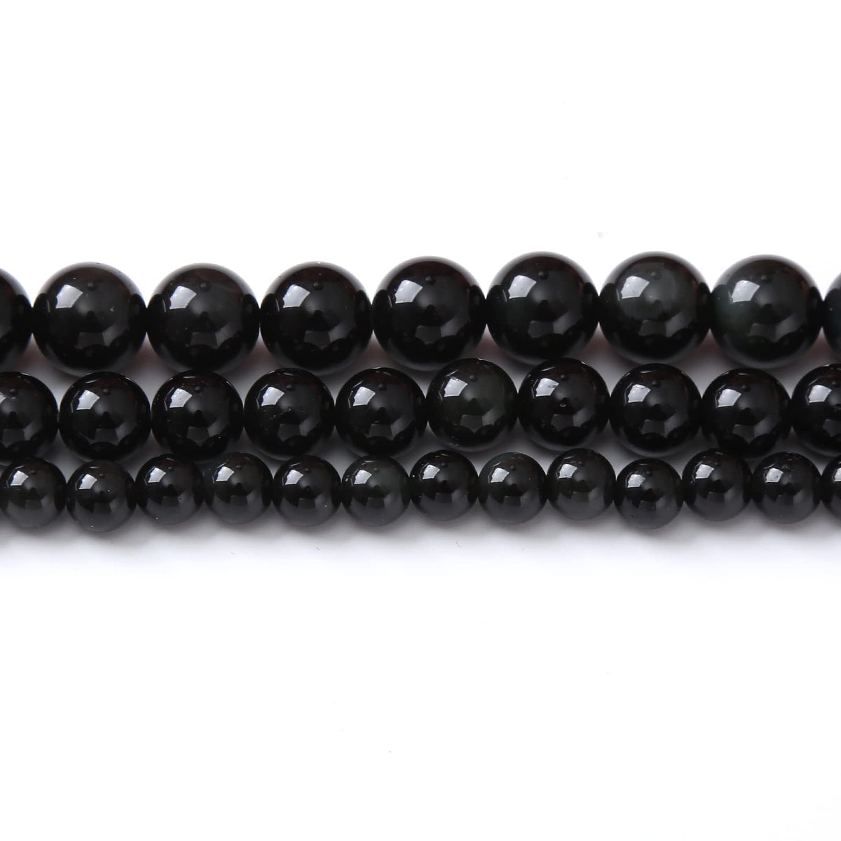 10MM Black Obsidian Round Loose Beads Natural Gem Beads Crystal Energy Stone Beads for Jewelry Making DIY Bracelet Necklace