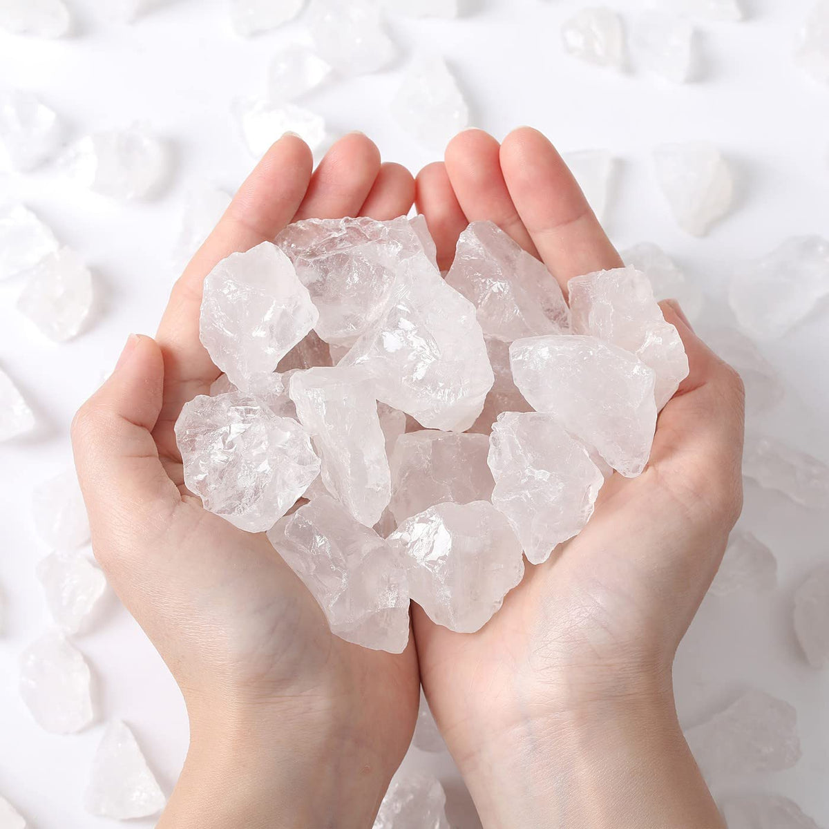 MAIBAOTA Natural Clear Quartz Crystals Bulk Raw Healing Crystal Stones 1" Raw Rough Gemstones Rocks for Tumbling Polishing Cutting Reiki Witch Quartz Crystals