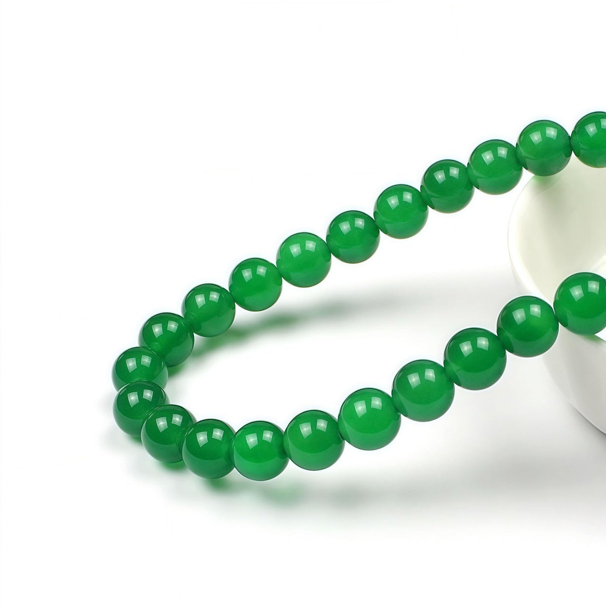 MJDCB 7A Natural Green Agate Beads Round Stone Loose Beads for Necklace Bracelet Charms Jewelry Making 15"(8mm)