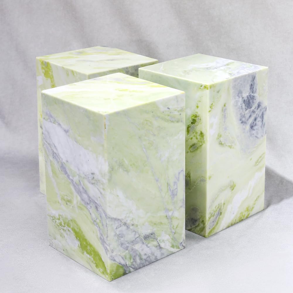 Luxury Marble Side Table,Square End Table for Modern Sofa and Bed, Living Room, Sofa, Bedroom(Fende Green)