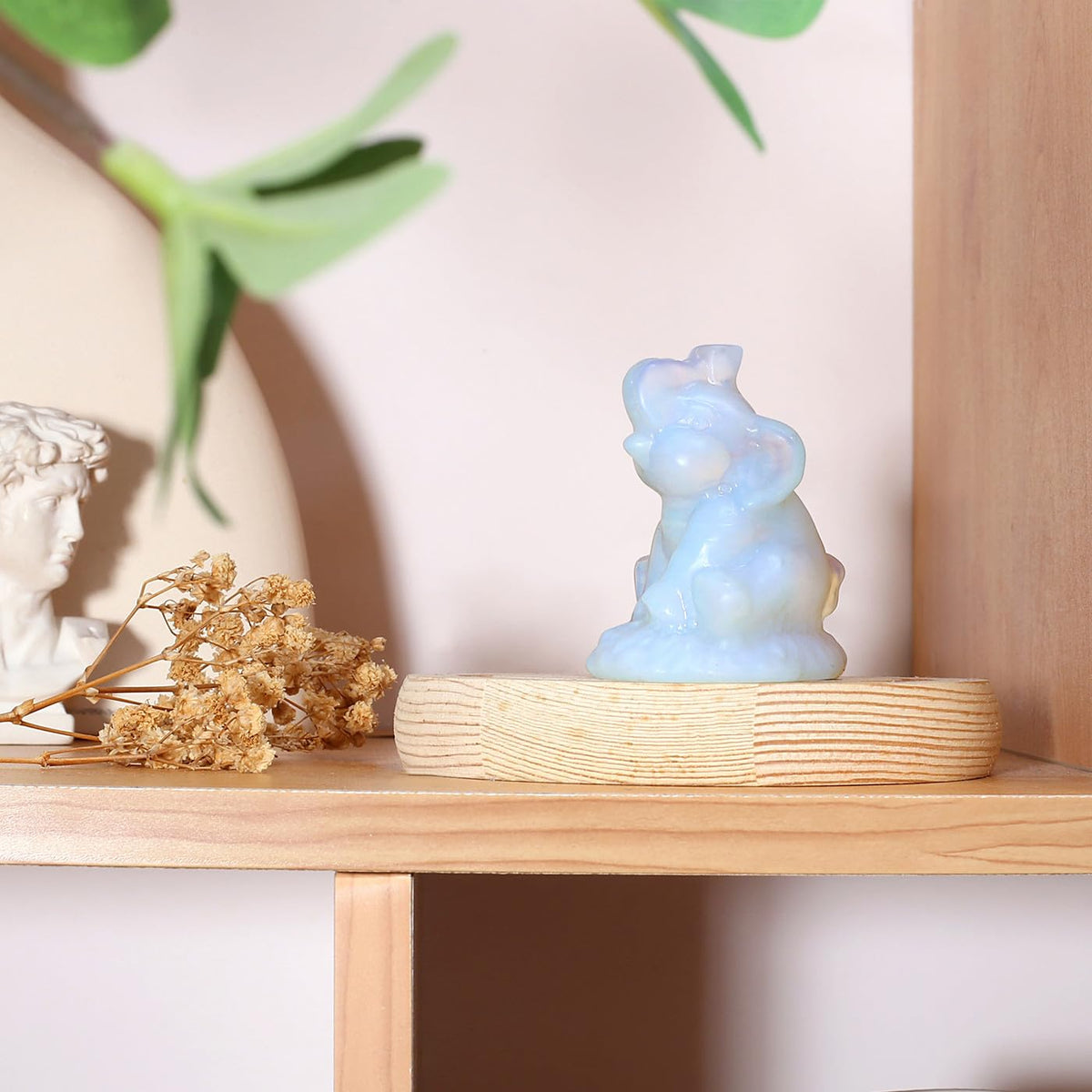 ZHIYUXI 2.2" Opalite Elephant Gifts for Women Encouraging White Elephant Decor Lucky Cute Elephants Figurine Inspirational Gifts for Women