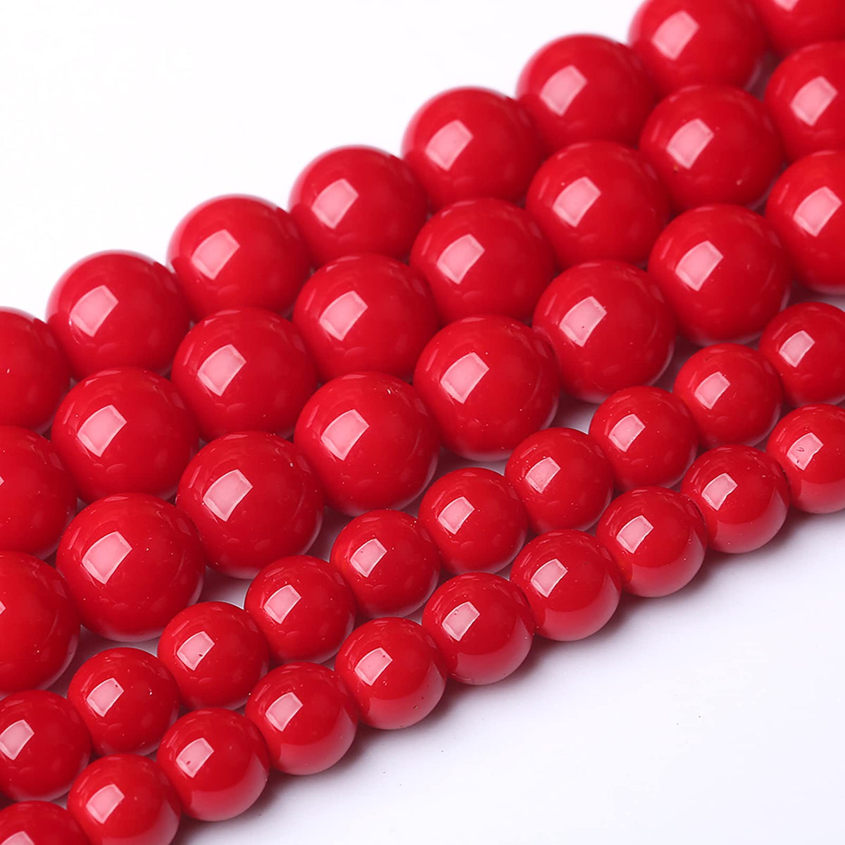 10MM 32pcs Red Glass Beads for Jewelry Making Round Loose Spacer Crystal Energy Healing Power Stone Beads DIY Bracelet Necklace Accessories (Red Glass, 10mm)