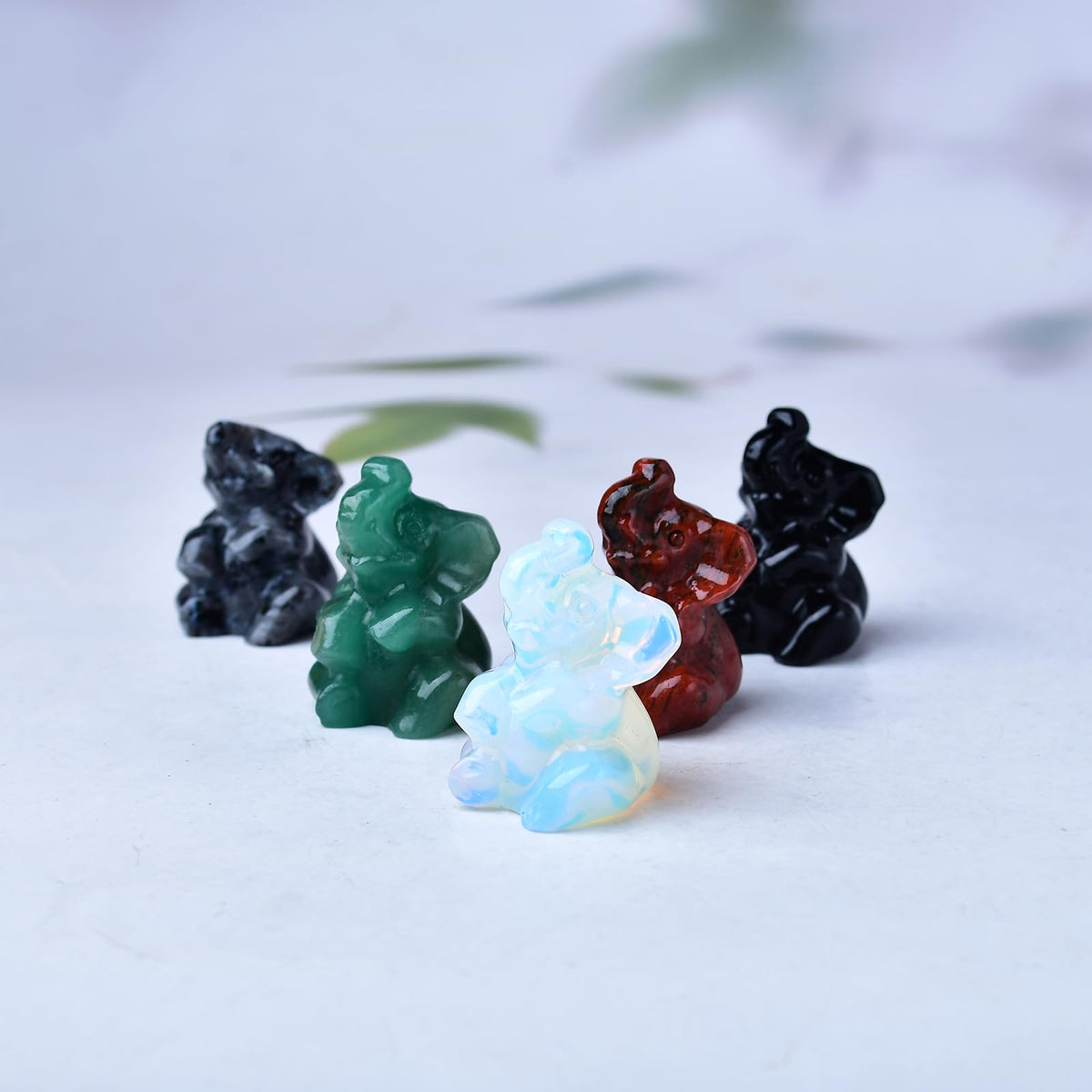 WUYOUSHI Green Aventurine Elephant Decor Figurine Crystals and Healing Stones Elephant Statue Polished Pocket Gemstones Bedroom Office Desk Home Decoration A Lucky Decoration