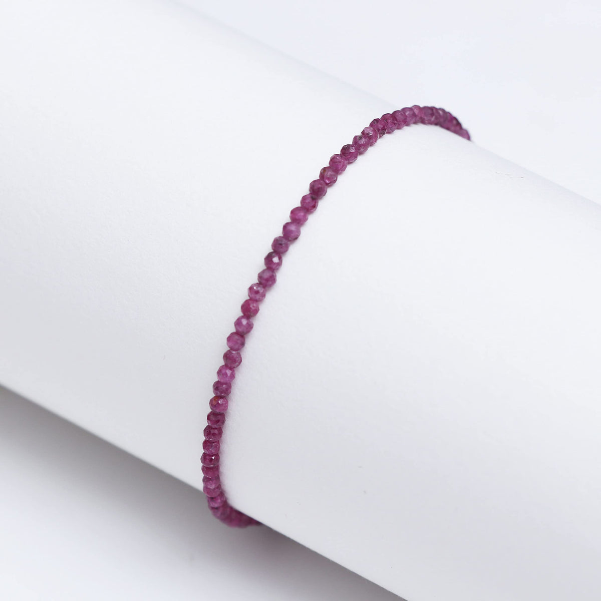 Gempires Handmade Ruby Gemstone Beaded Bracelet for Women | 2.4–2.5 mm Faceted Natural Stone | Adjustable 7+1 Inch Silver Plated Chain | Dainty Minimalist Stacking Jewelry | July Birthstone Gift