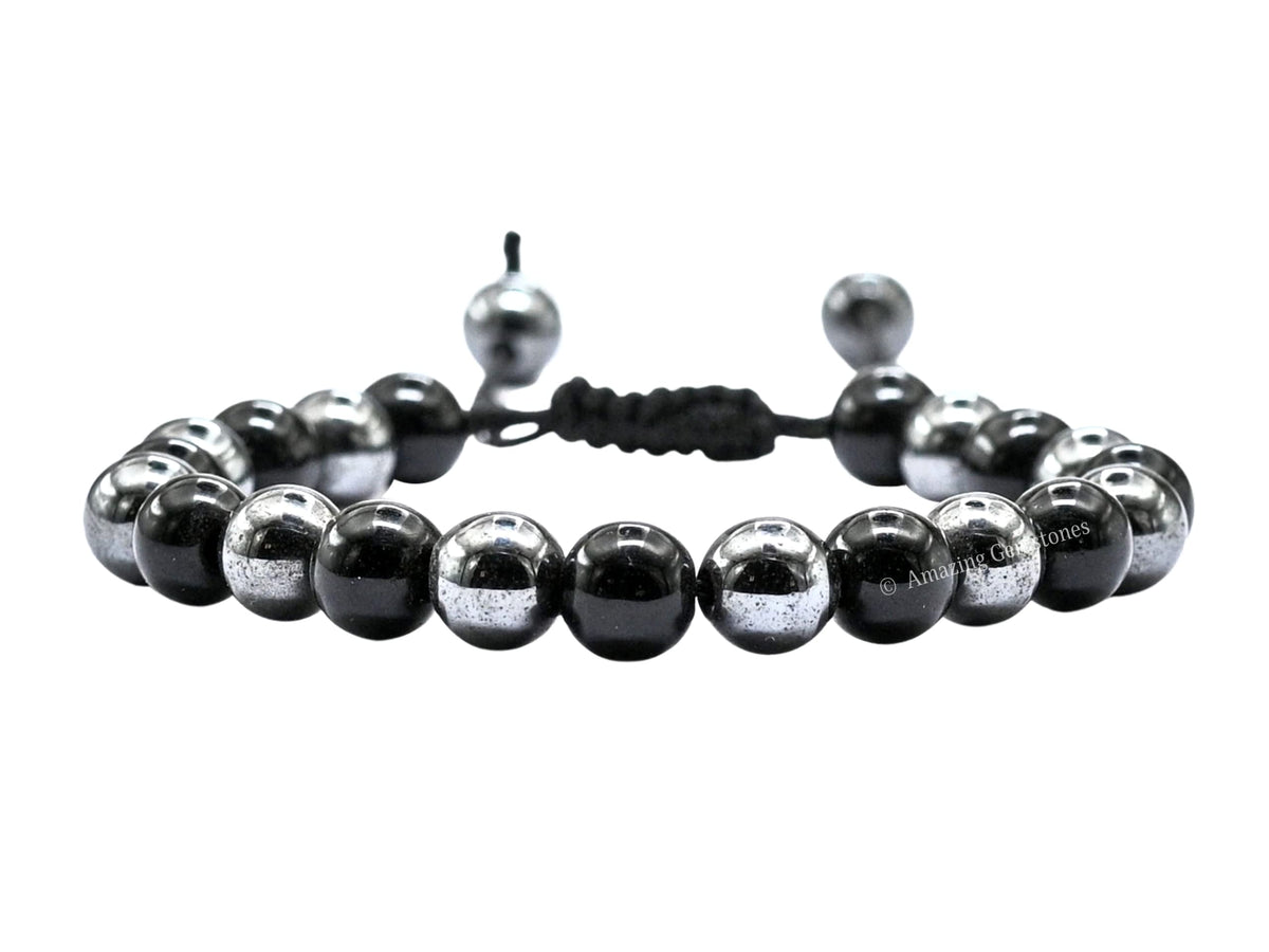 Amazing Gemstone Bracelet for Lymphatic Drainage - Black Obsidian Hematite Bracelet Set for Men Women Healing Calming Anxiety Stress Relief Gifts Pulseras Para Hombres Mujer Stocking Stuffers