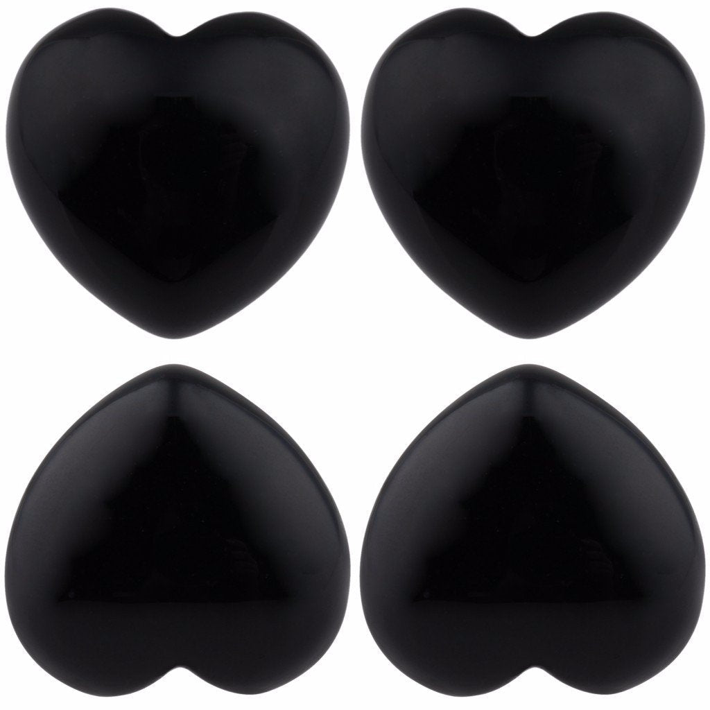 rockcloud Healing Crystal Black Obsidian Heart Love Carved Palm Worry Stone Chakra Reiki Balancing 0.8" Mini Size(Pack of 4)