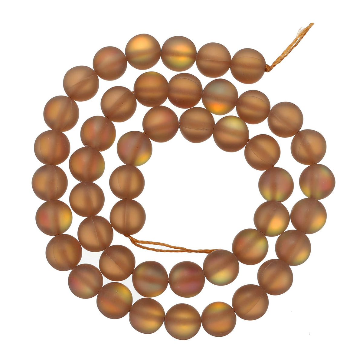uxcell Matte Crystal Glass Beads 8mm Synthetic Frosted Shining Semi-Precious Round Loose Beads Synthetic Moonstone for Jewelry Making DIY Bracelet, Brown