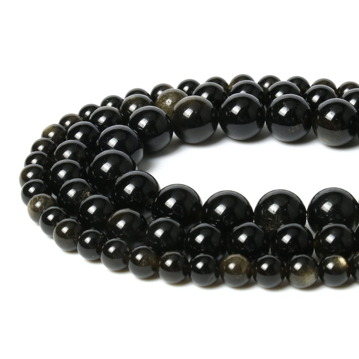 45pcs 8mm Natural Stone Beads Gold Obsidian Beads Energy Crystal Power Gemstone for Jewelry Making, DIY Bracelet Necklace