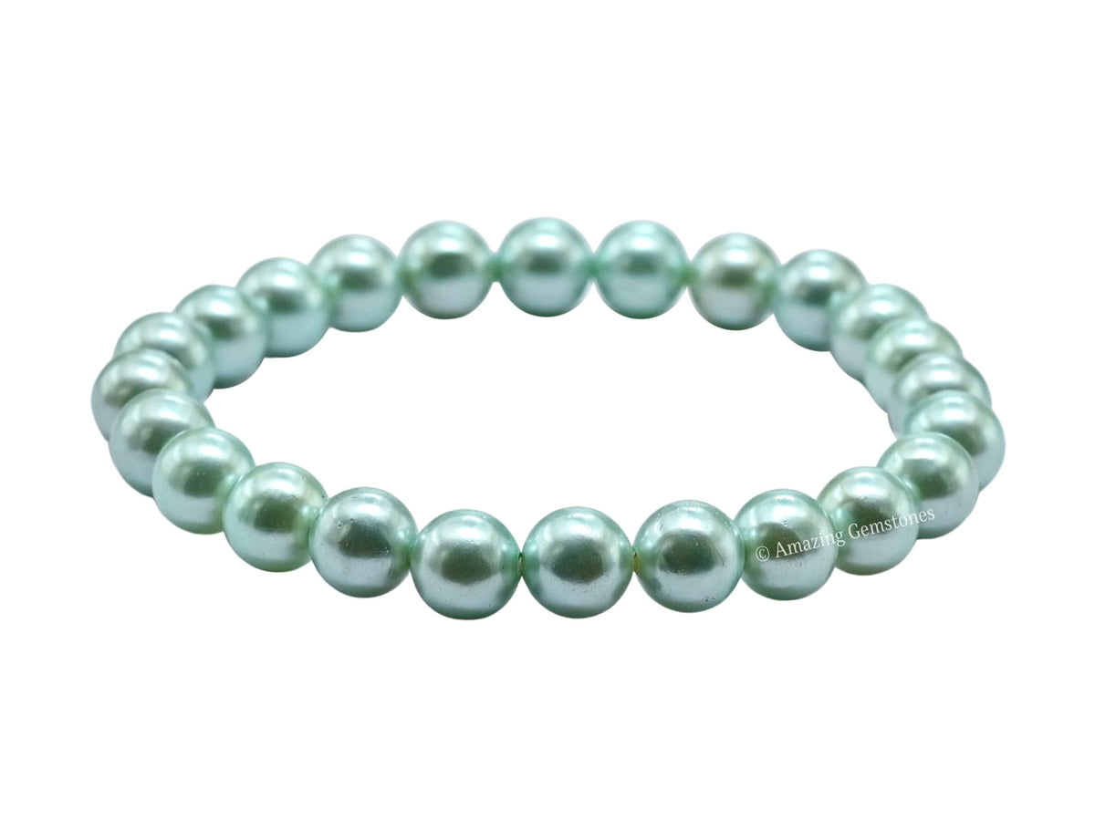 Amazing Gemstone Crystal Bracelet for Women Men's Gifts - Protection Healing Crystal Bracelet - 8mm Gemstone Beaded Stretchable Bracelet Pulseras Para Hombres Mujer Stocking Stuffers Mothers Day Gift (Pistachio Pearl)