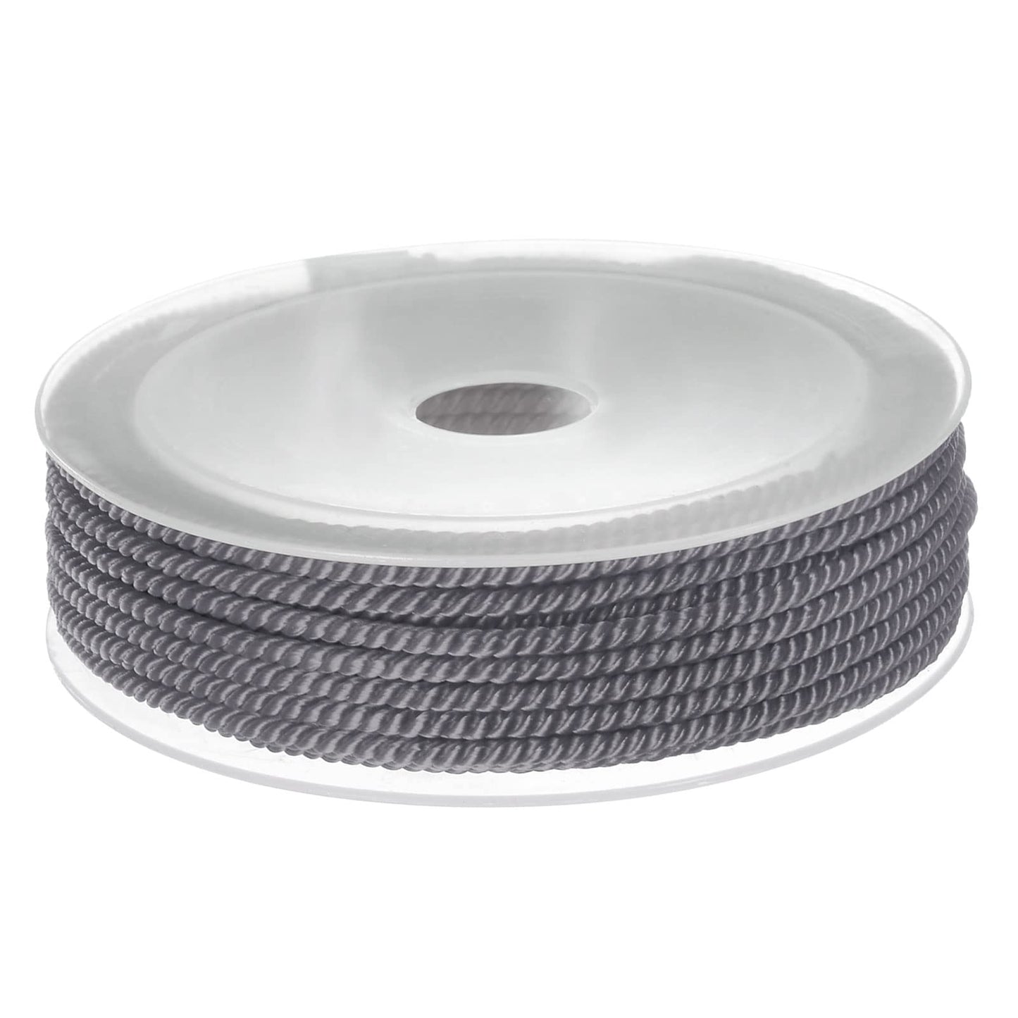 HARFINGTON Twisted Nylon Twine Thread Beading Cord 3mm 7M/23 Feet Extra-Strong Braided Nylon String for Crafting Bracelets Jewelry Making, Grey