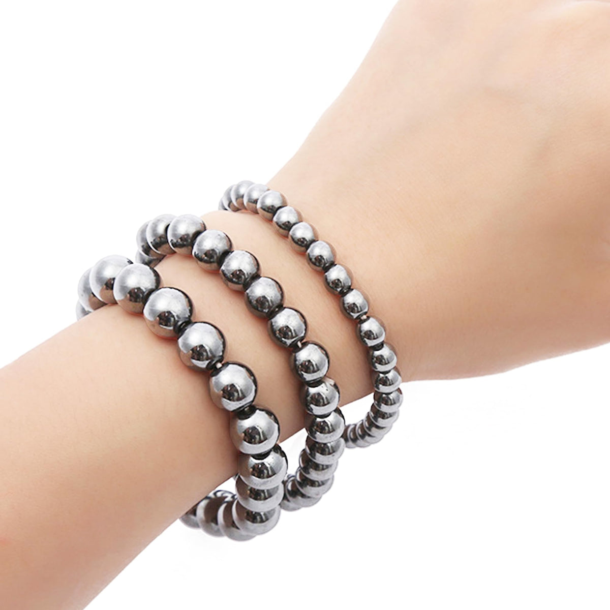 Cryhand Handmade 8mm Beaded Bracelets For Men Protection Bracelet For Women Chakra Feng Shui Stretchy Handmade Lucky Money Stretchy Crystal Bracelets Best Gifts (Hematite 1PCS)