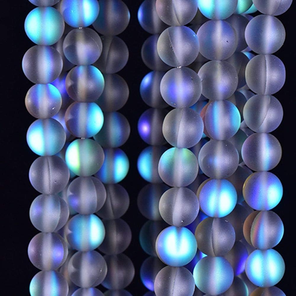 Asingeloo 4mm Matte Aurora Crystal Glass Beads Grey Mystic Aura Quartz Bead Merimaid Frosted Moonstone Beads Crystal Healing Power for Jewelry Making 15" a Strand