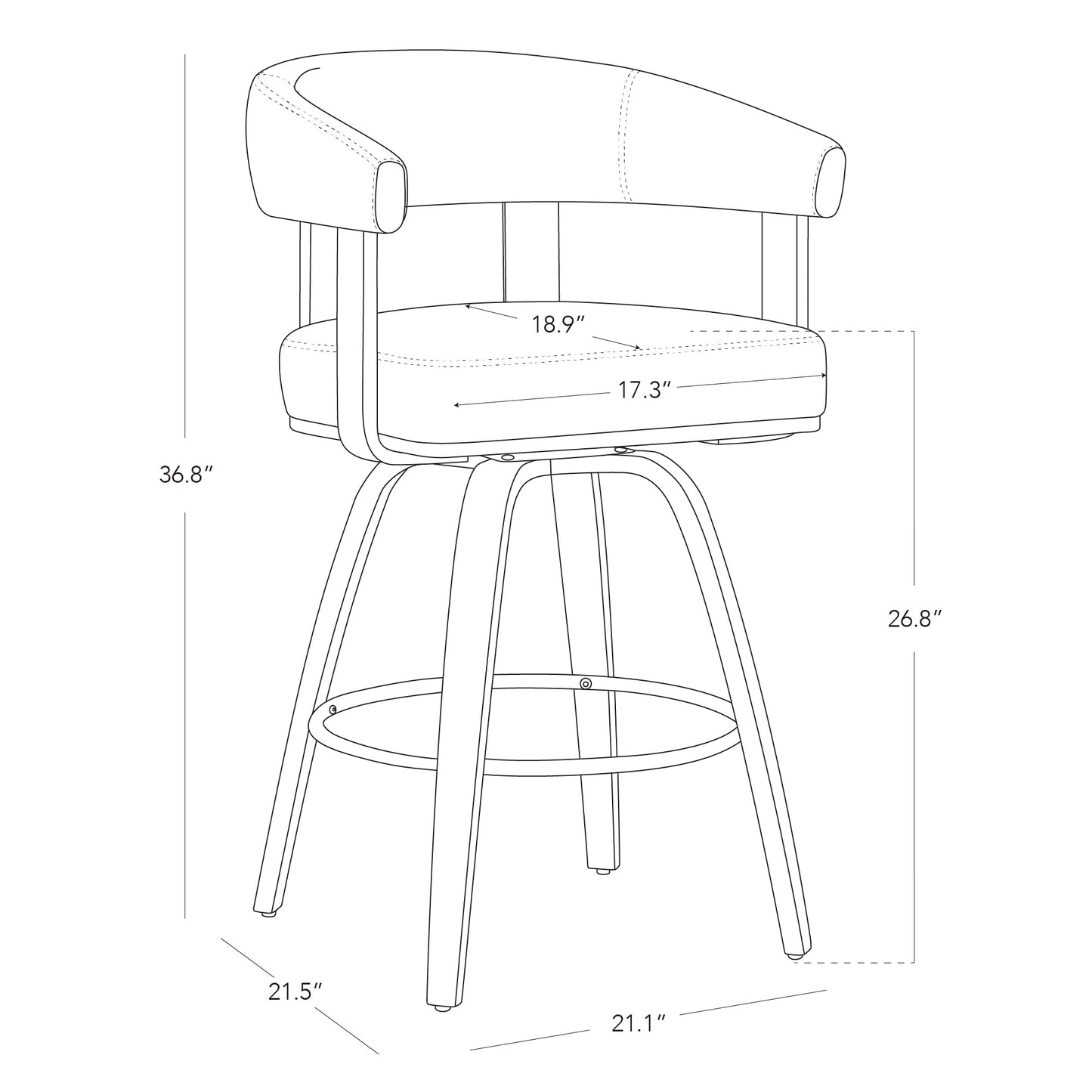 CHITA Swivel Counter Height Barstools Set of 2, FSC Certified Faux Leather Upholstered Bar Stools with Back and Armrest for Kitchen Island Home Bar, 27" Seat Height, Camel with Walnut Frame