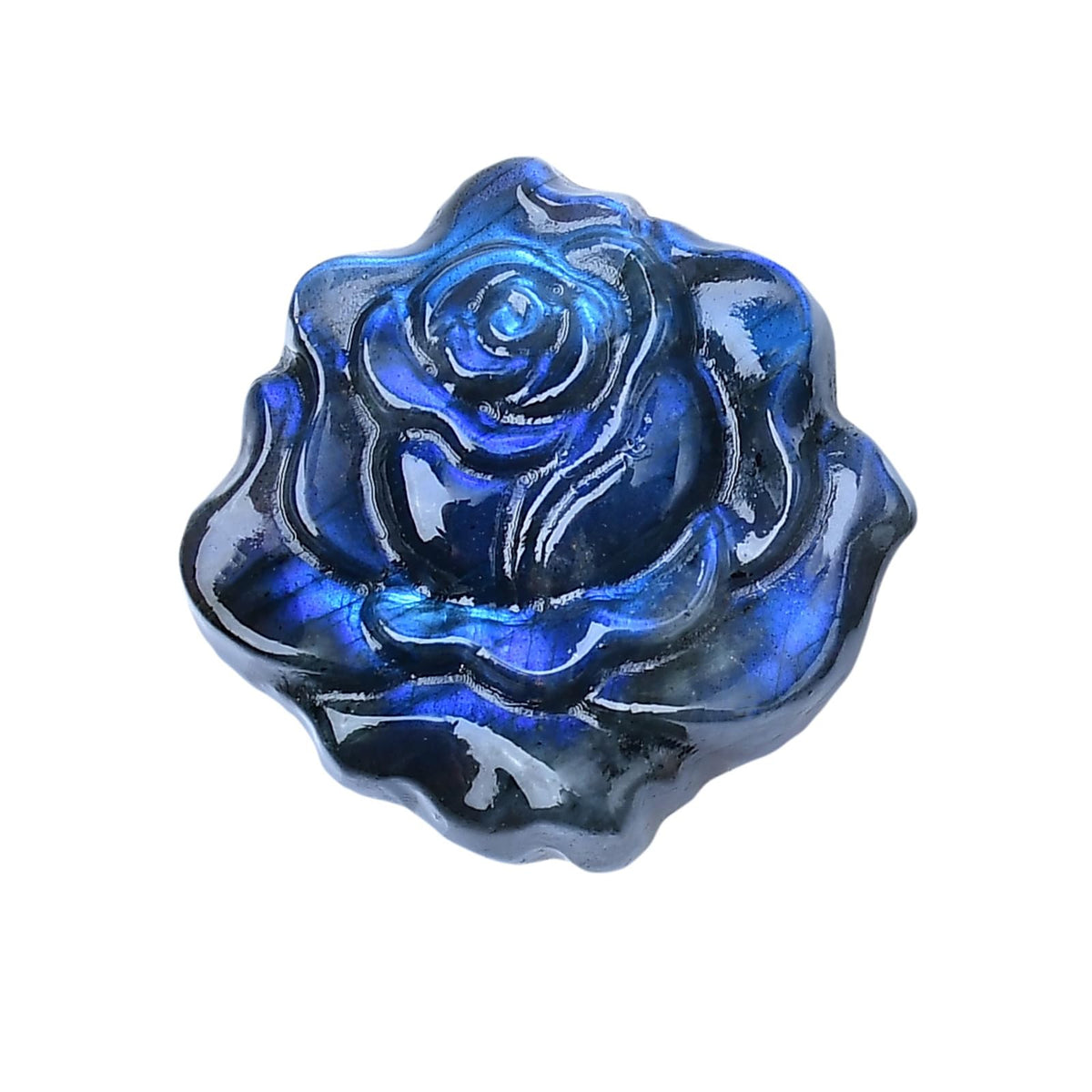 WUYOUSHI Natural Labradorite Crystal Rose Statue 1.37" Carved Healing Crystal Gemstone Carving Stone Valentine's Day Decoration Reiki Energy Meditation Healing Home Ornament DIY