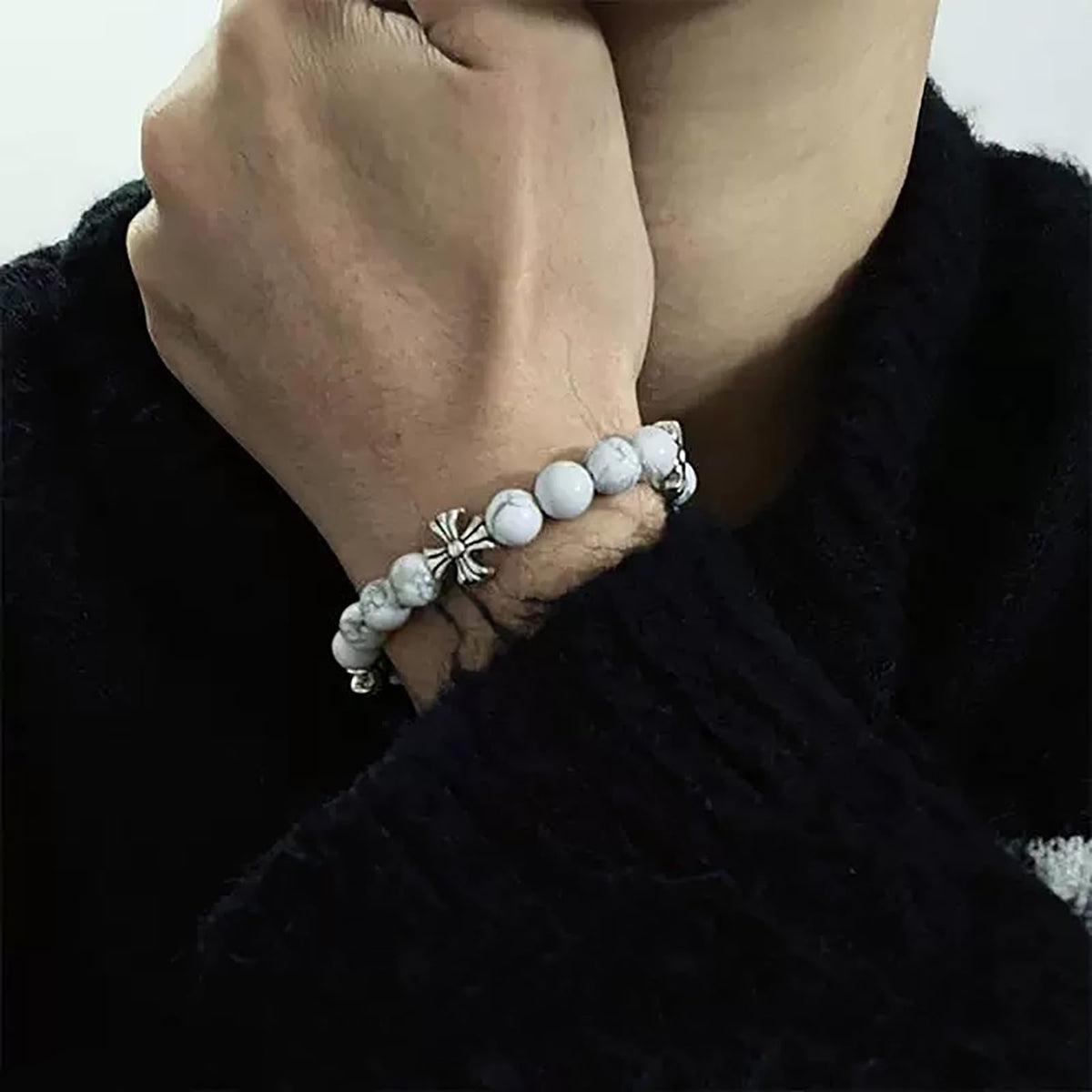 Yochus 45pcs White Howlite Turquoises Beads，8mm Healing Power Natural Stone Round Loose Beads for Jewelry Making Earring Necklace DIY Crafts