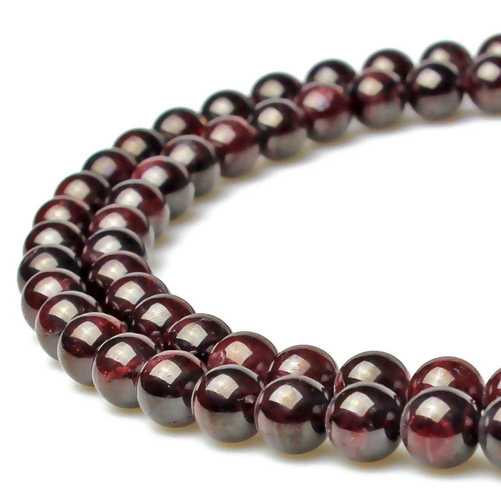 MJDCB Natural Stone Beads Garnet Round Loose Beads for Jewelry Making DIY Bracelet Necklace (8mm)