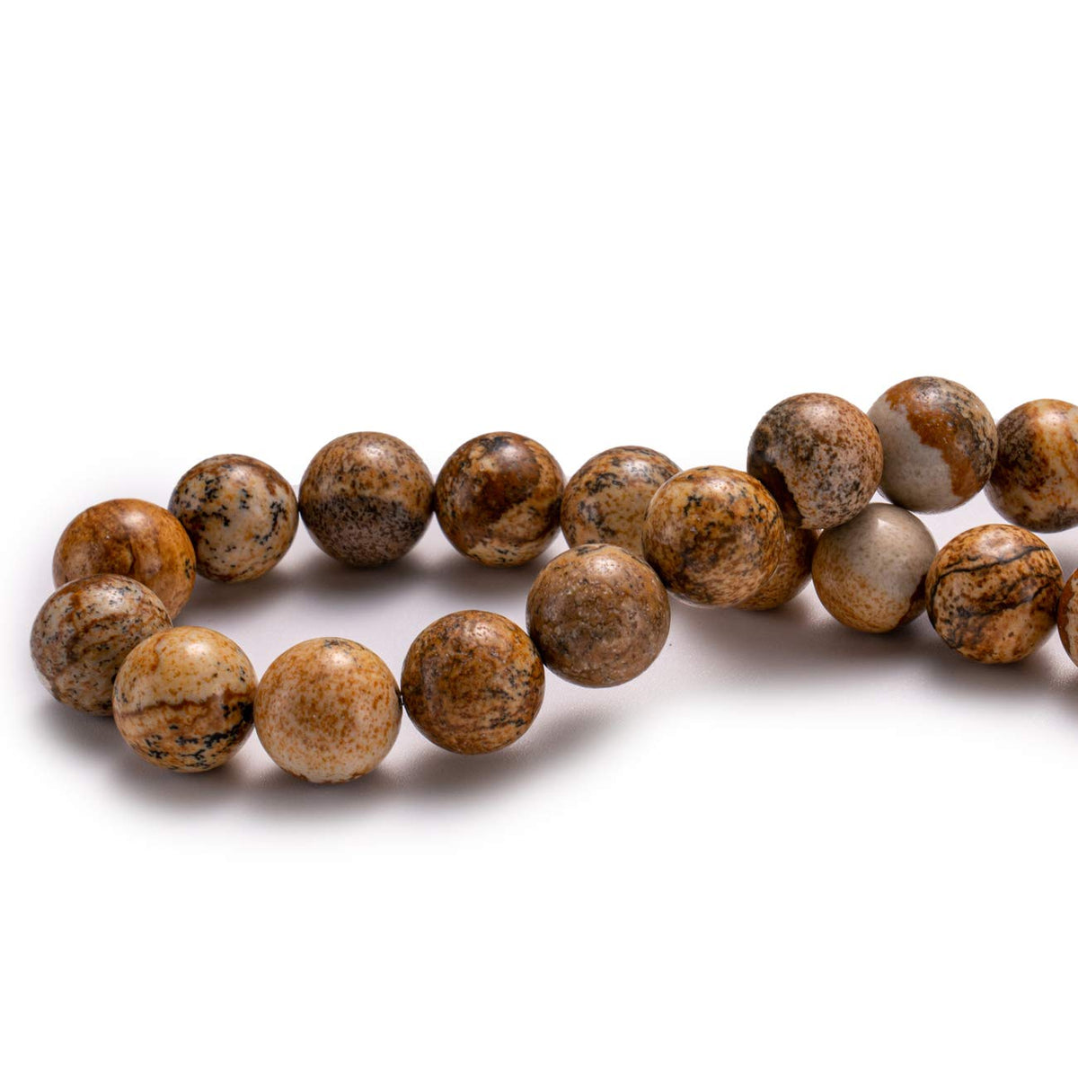 BEADIA Natural Brown Picture Jasper Stone Round Loose Semi Gemstone Beads for Jewelry Making 10MM 38PCS