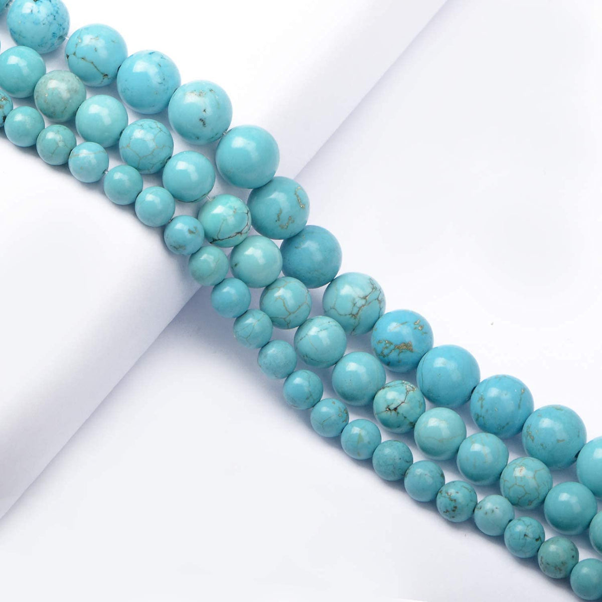 AD Beads Natural Gemstone Round Loose Beads 15" for Bracelet Necklace Earrings Jwelery Making Crafts DIY (10mm, Blue Turquoise)
