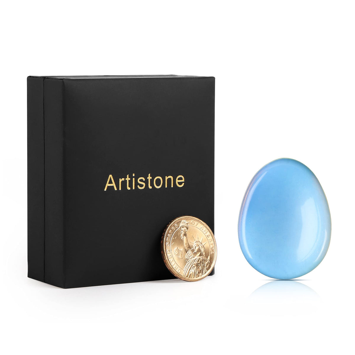 Artistone Opalite Crystal Thumb Worry Stone Hand Carved Healing Crystal Pocket Palm Stone for Anxiety Stress Relief, Meditation Reiki, Water Drop Shaped